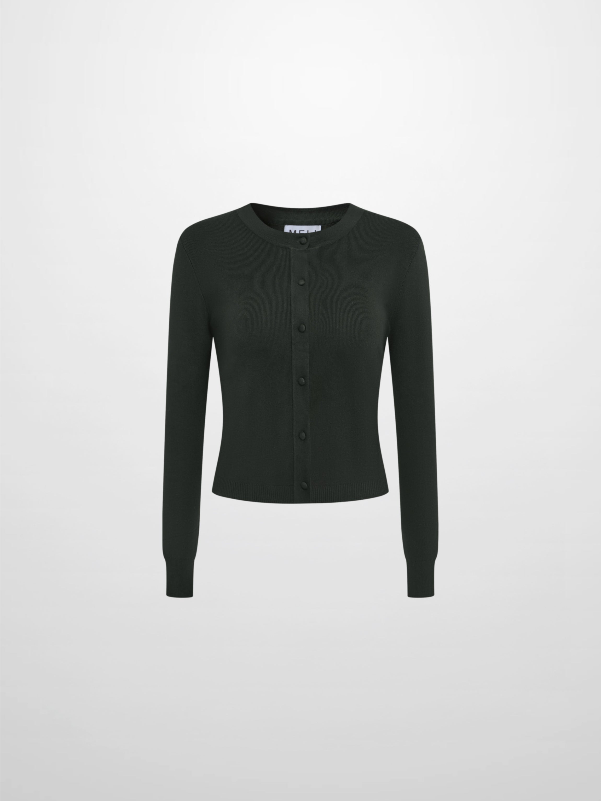 Basic Crew Knit Cardigan 20"- Green
