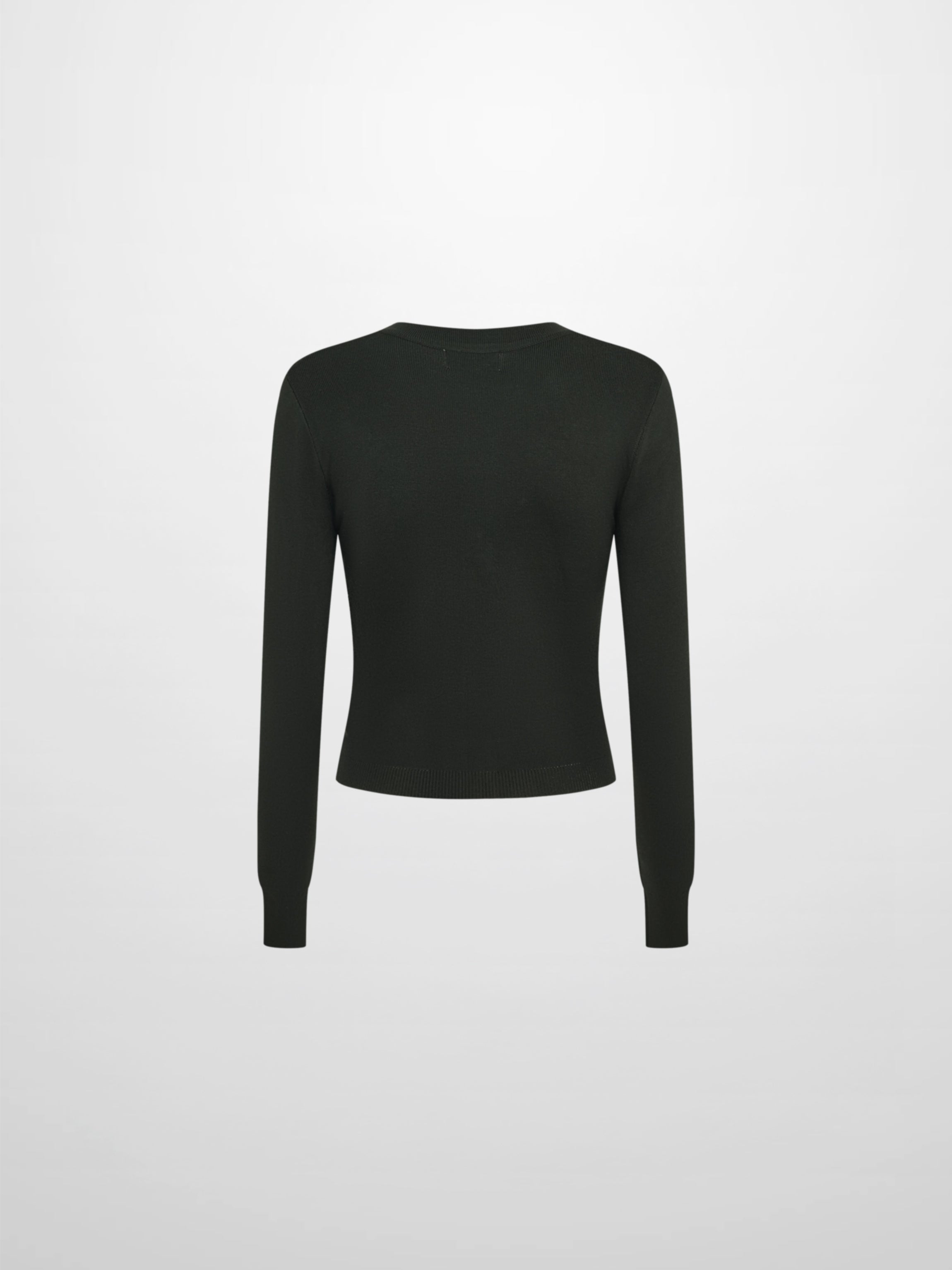 Basic Crew Knit Cardigan 20"- Green