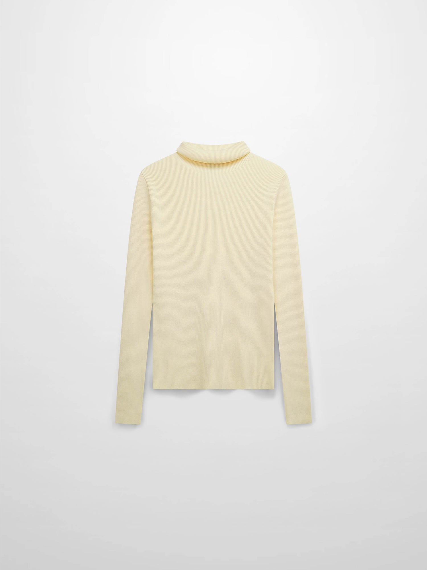Knit Ribbed Turtleneck-Ivory