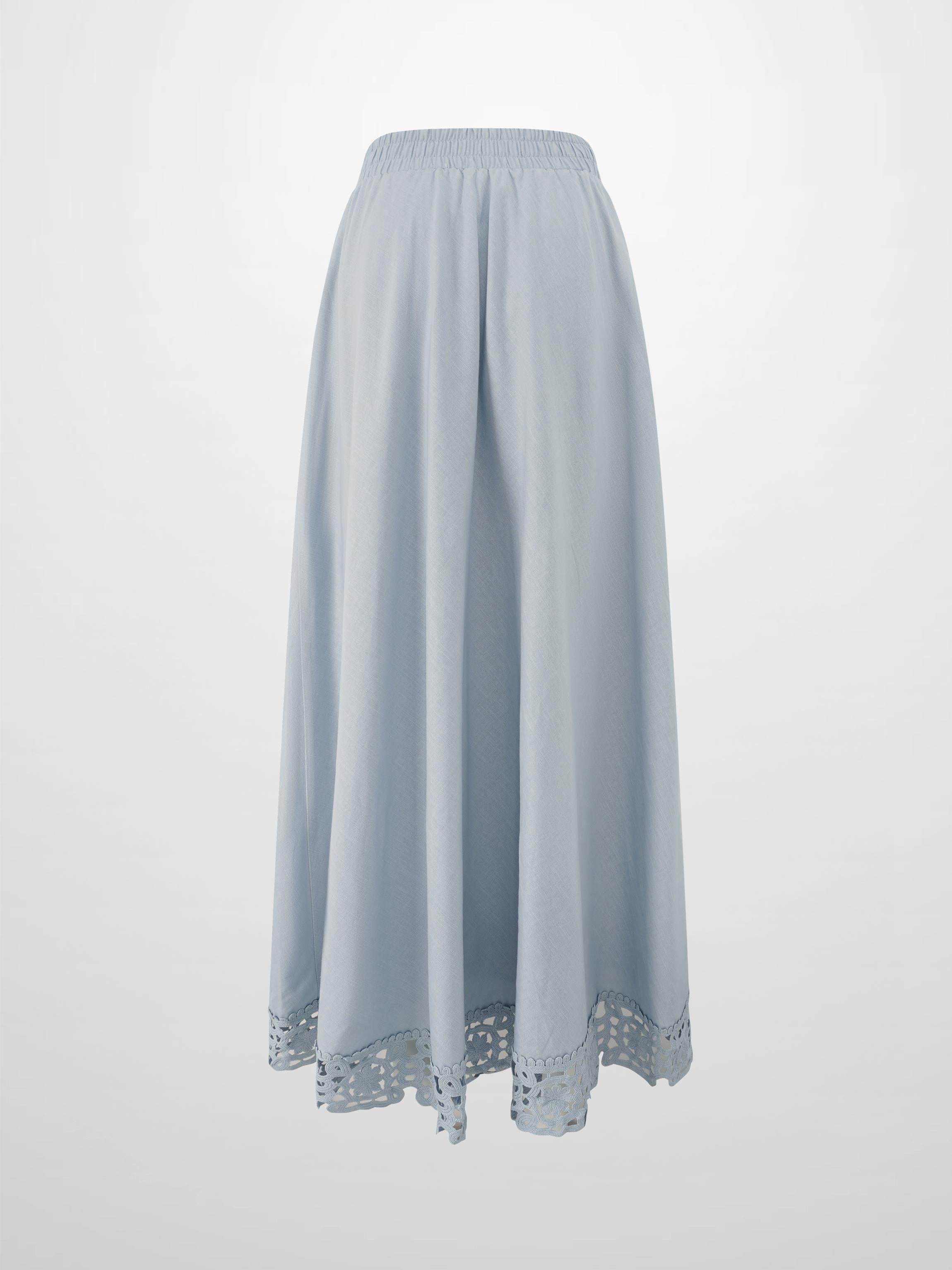 Crochet Trim Skirt-Light Blue