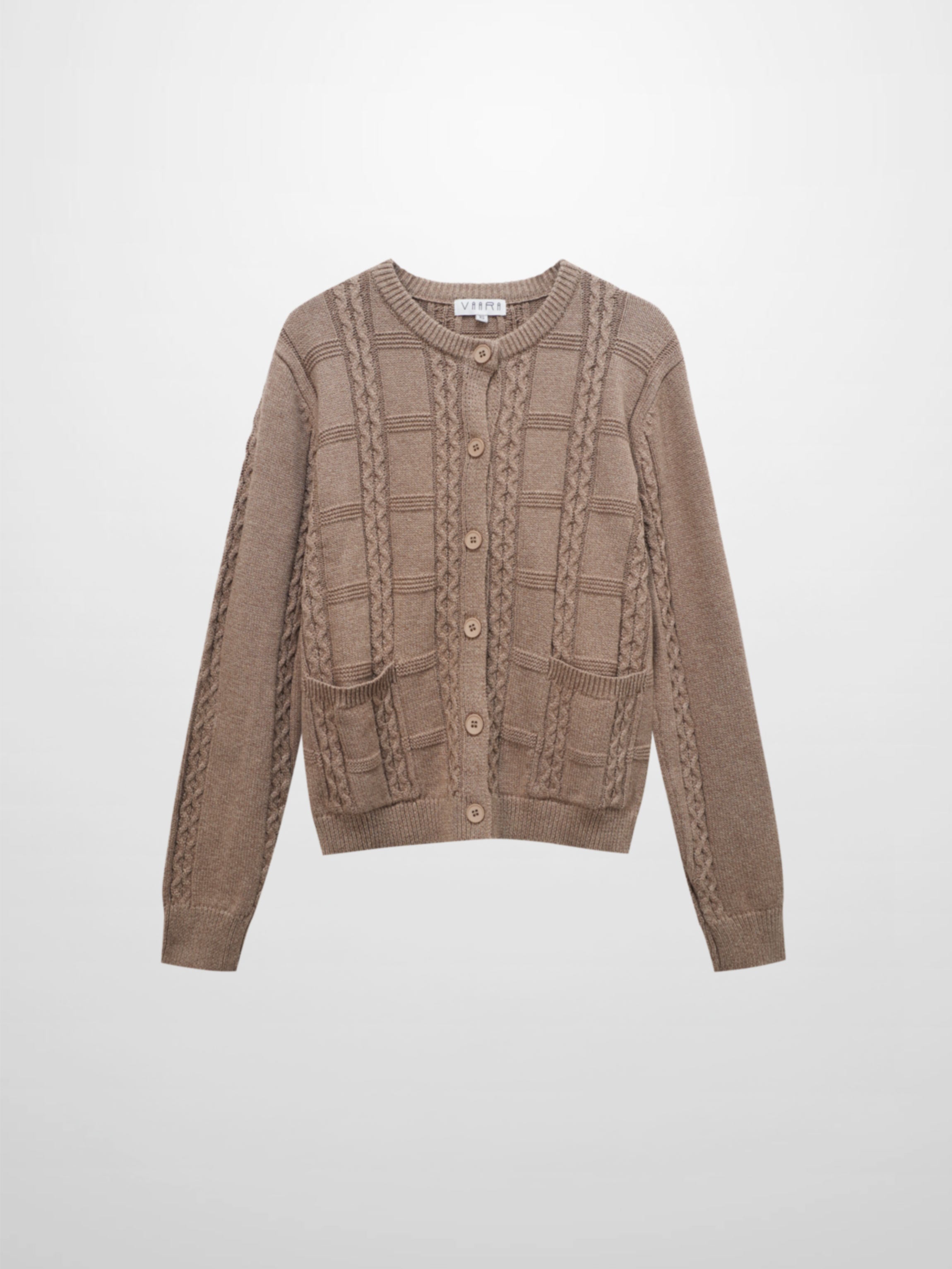Cable Design Cardigan-Heathered Camel