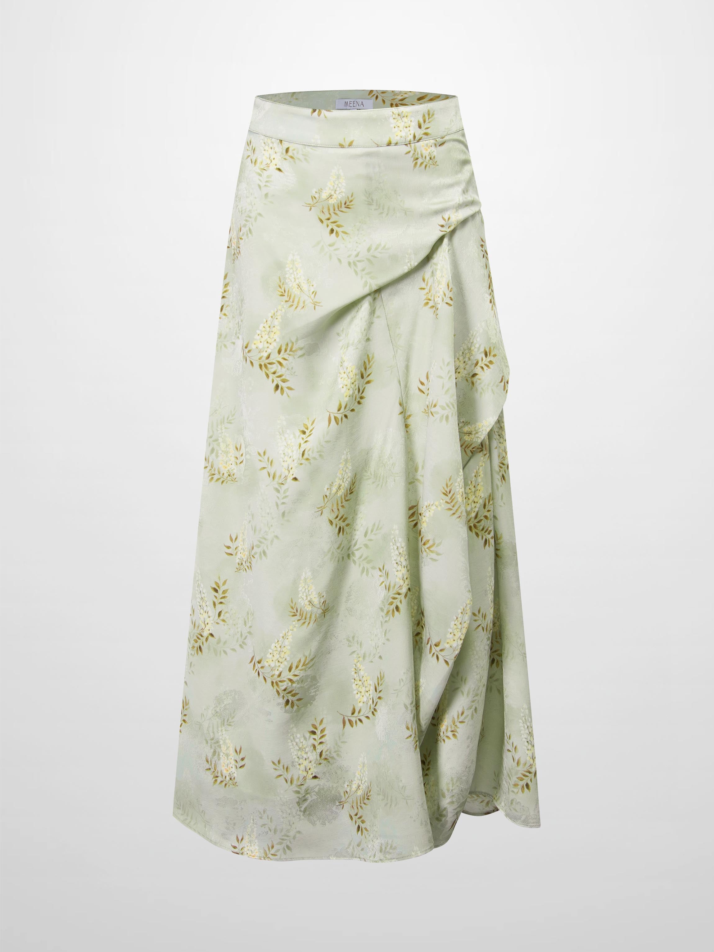 Gathered Overlay Skirt-Mint Floral
