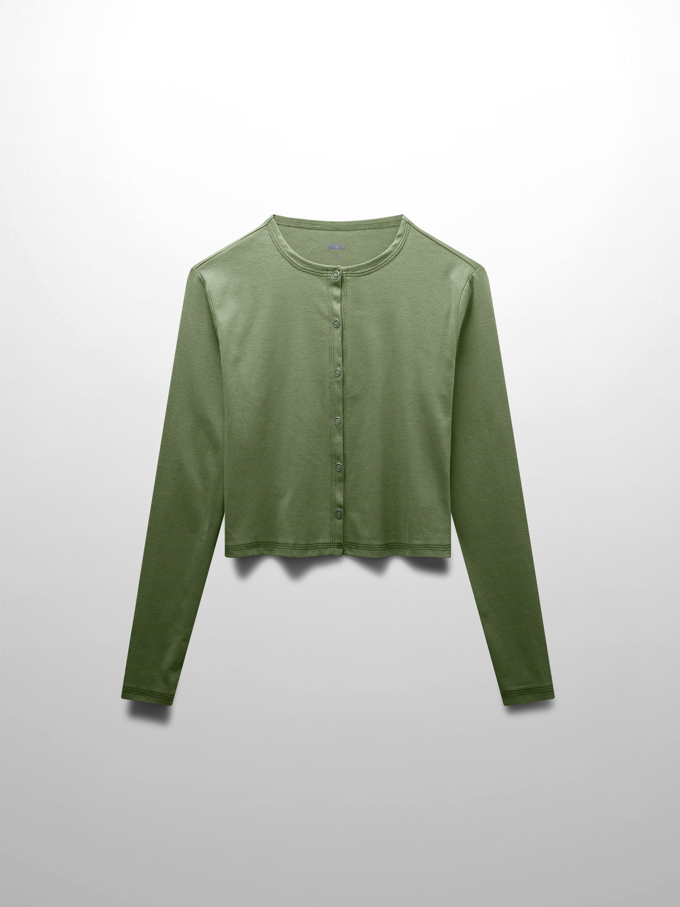 Basic T-Shirt Cropped Cardigan-Olive