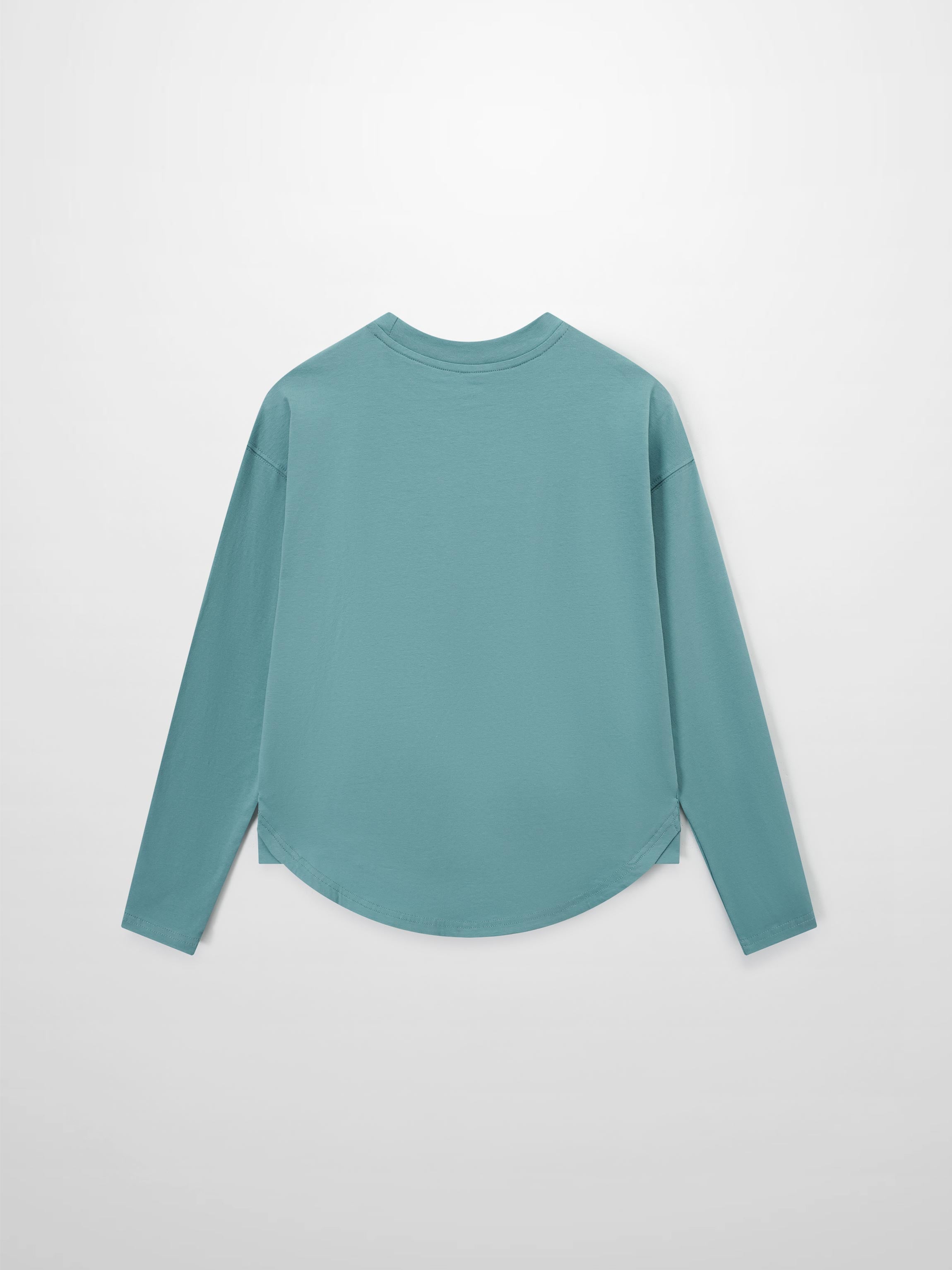Oversized Rounded Hem T-Shirt-Teal