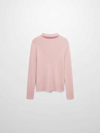 Lurex Ribbed Knit Turtleneck-Pink
