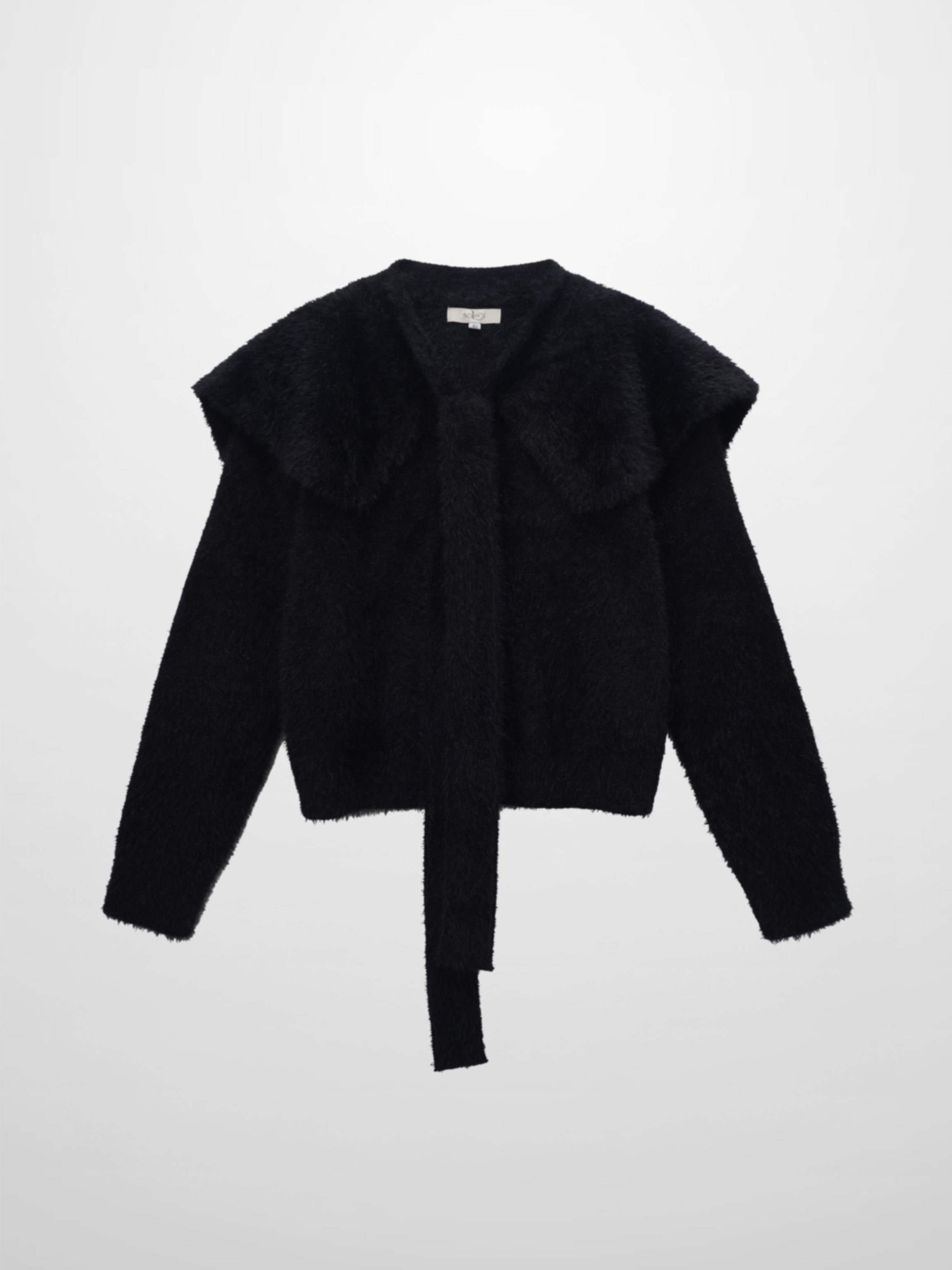 Mohair Shawl Collar Cardigan-Black
