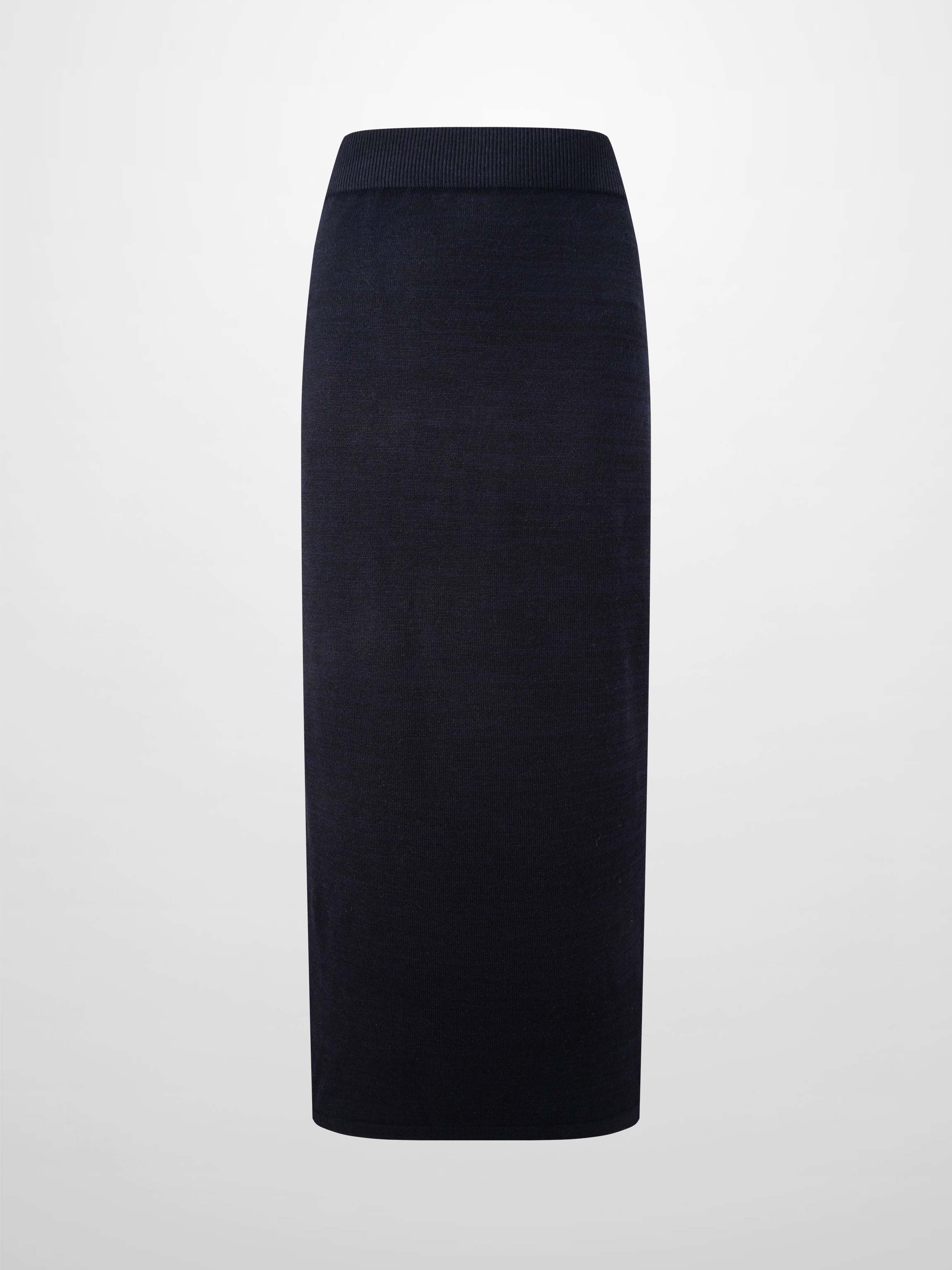 Side Zipper Straight Maxi Skirt-Black/Blue