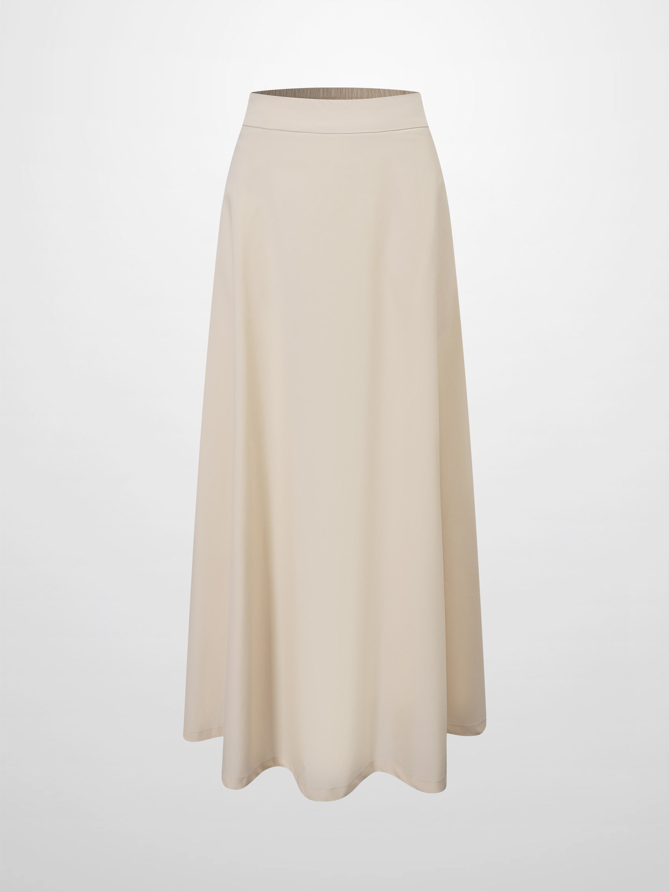 Elastic Back Maxi Cotton Blend Skirt-Bone