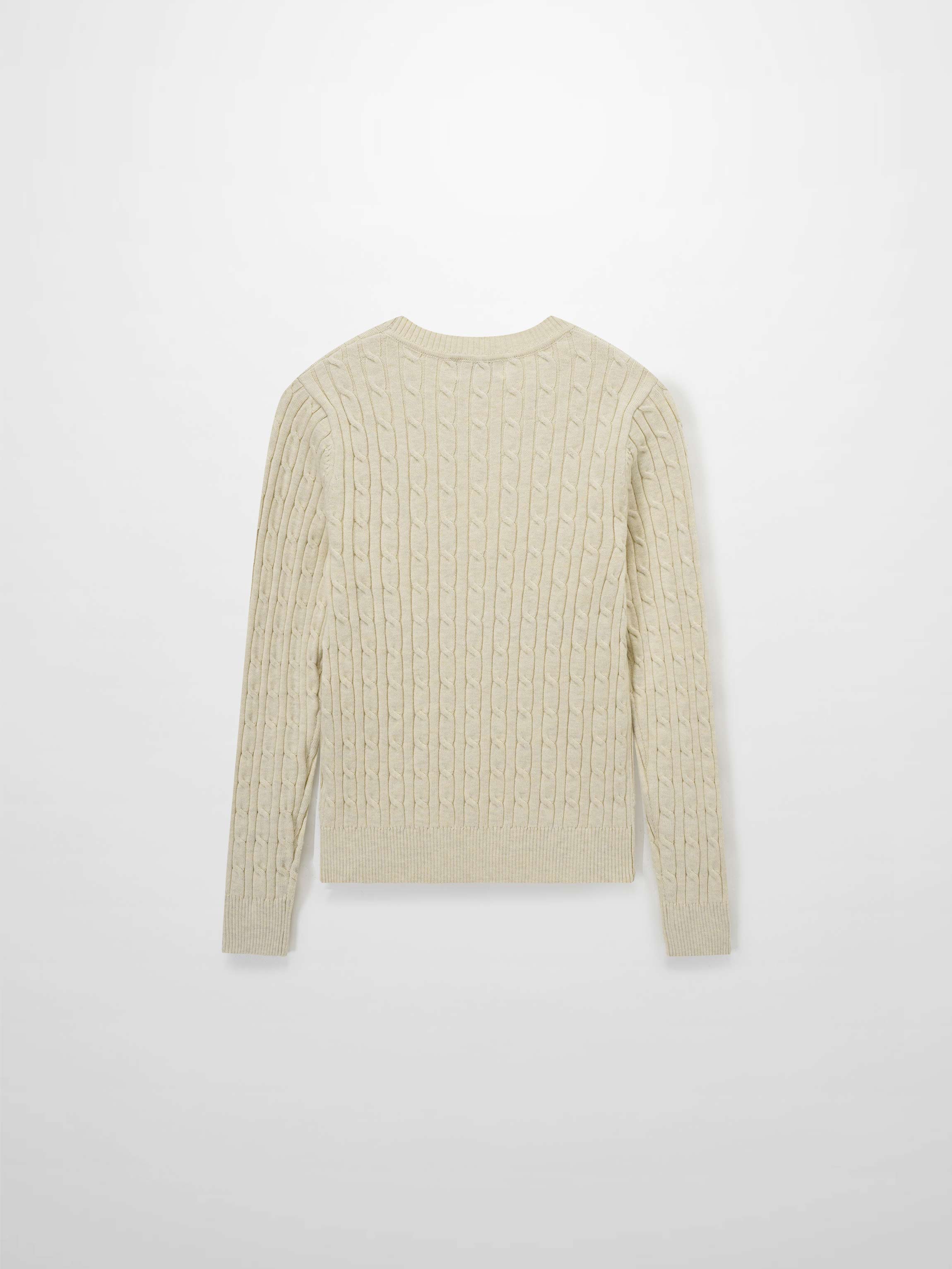 Crew Neck Cable Sweater-Bone