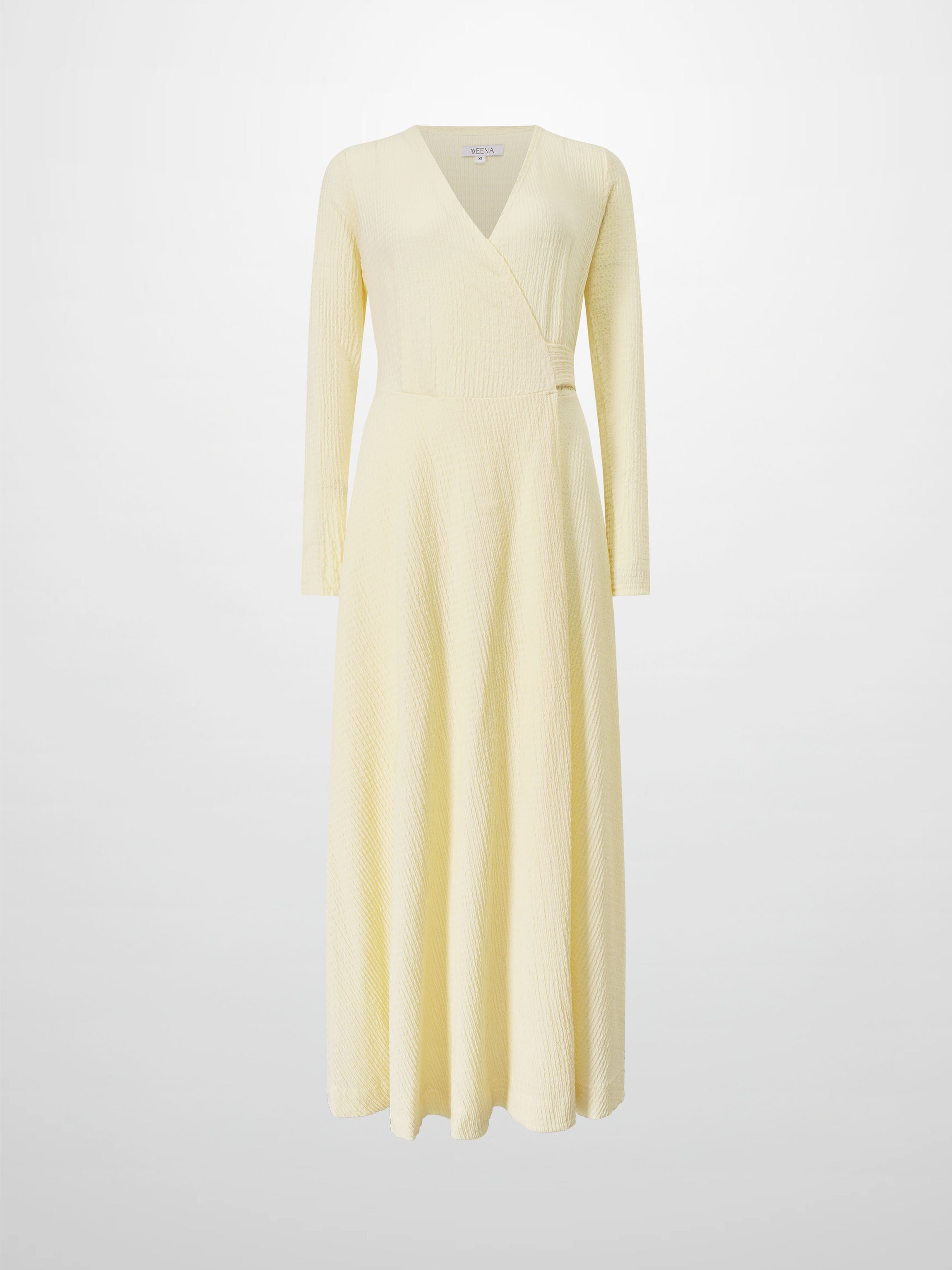 Textured Wrap Maxi Dress-Soft Yellow
