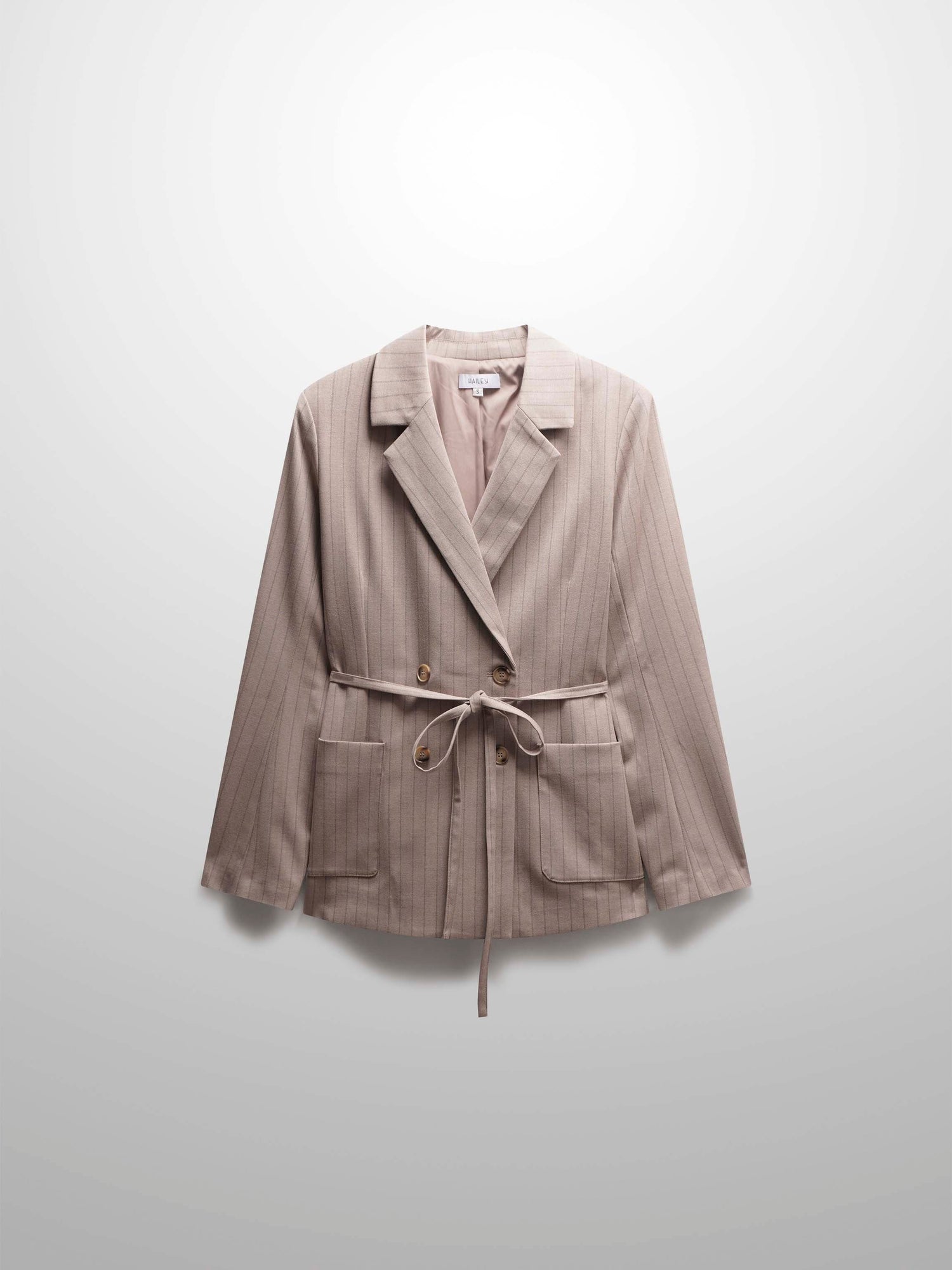 Double Breasted Pinstripe Jacket-Brown