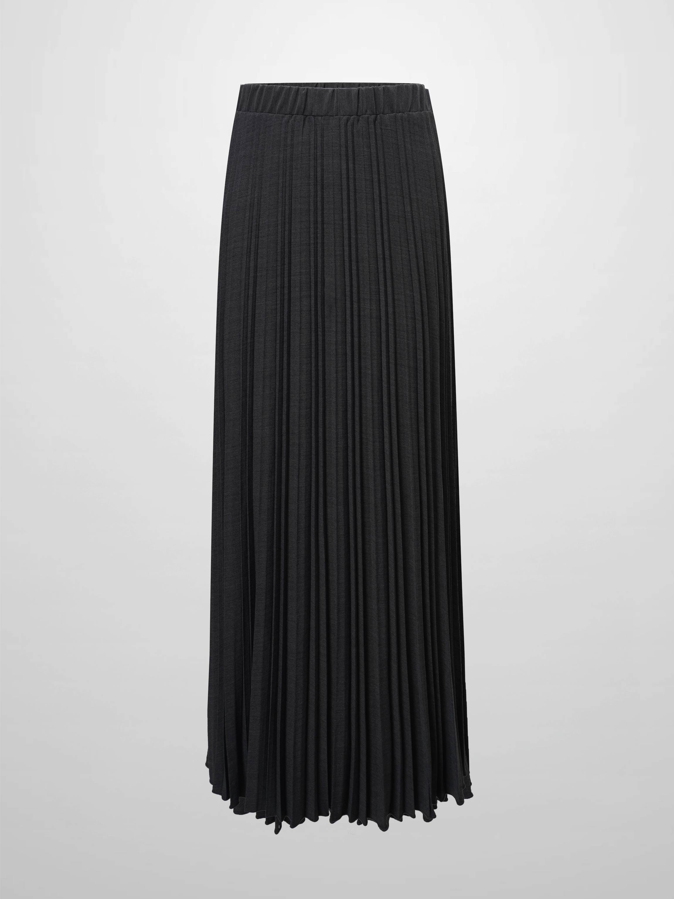 Mix Pleat Skirt-Denim Grey