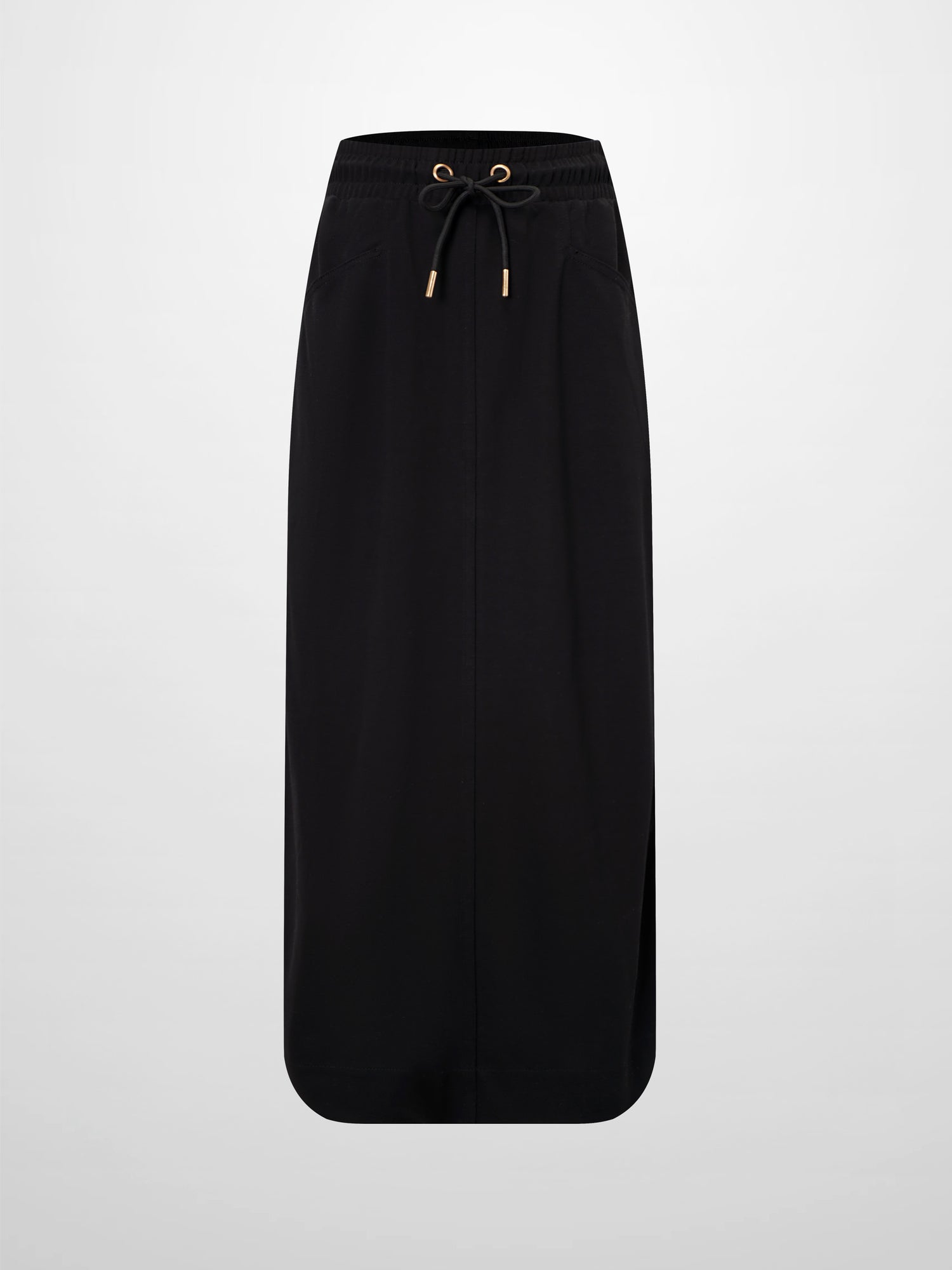Drawstring Pocket T-Shirt Skirt-Black
