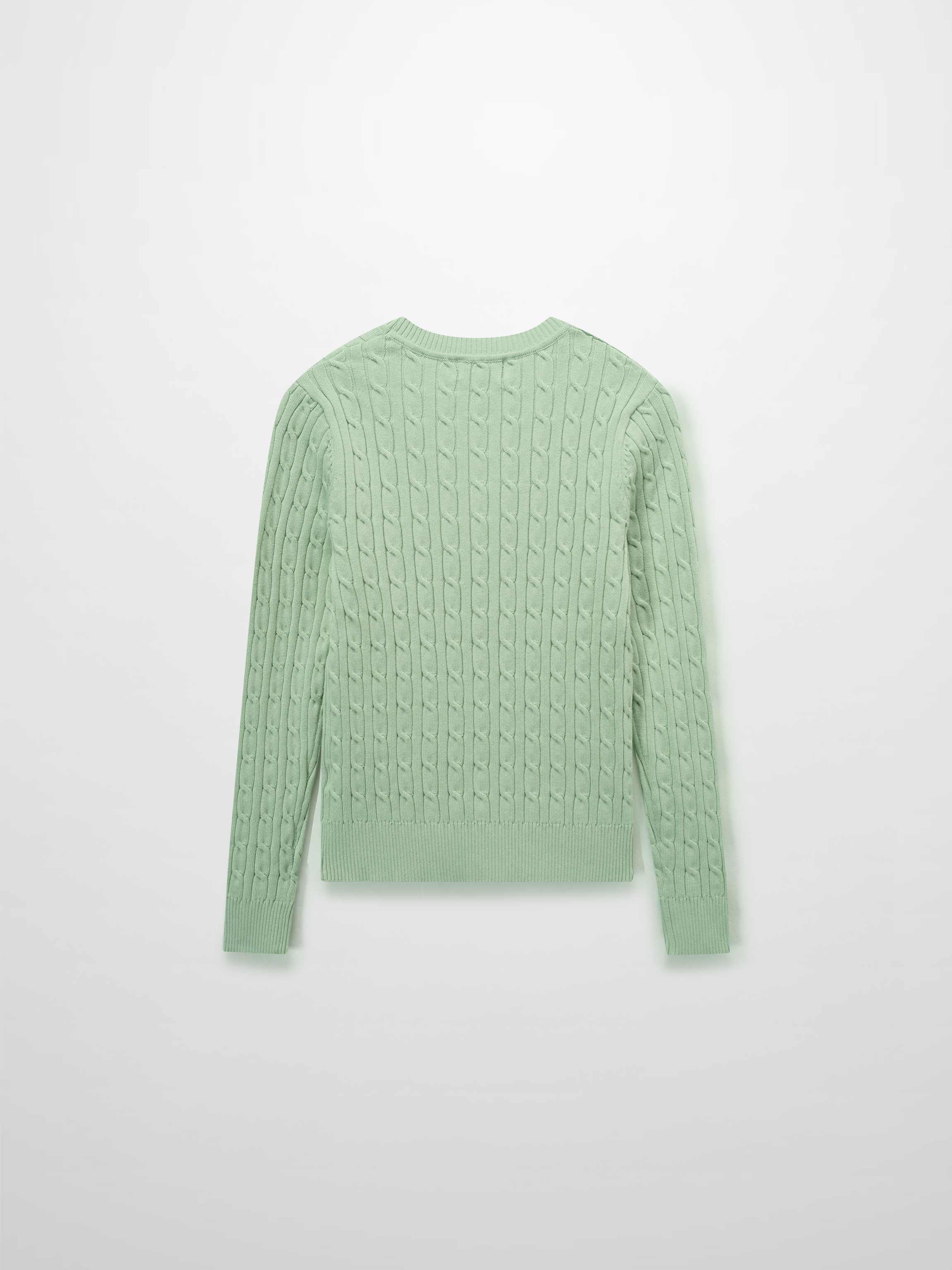 Crew Neck Cable Sweater-Mint