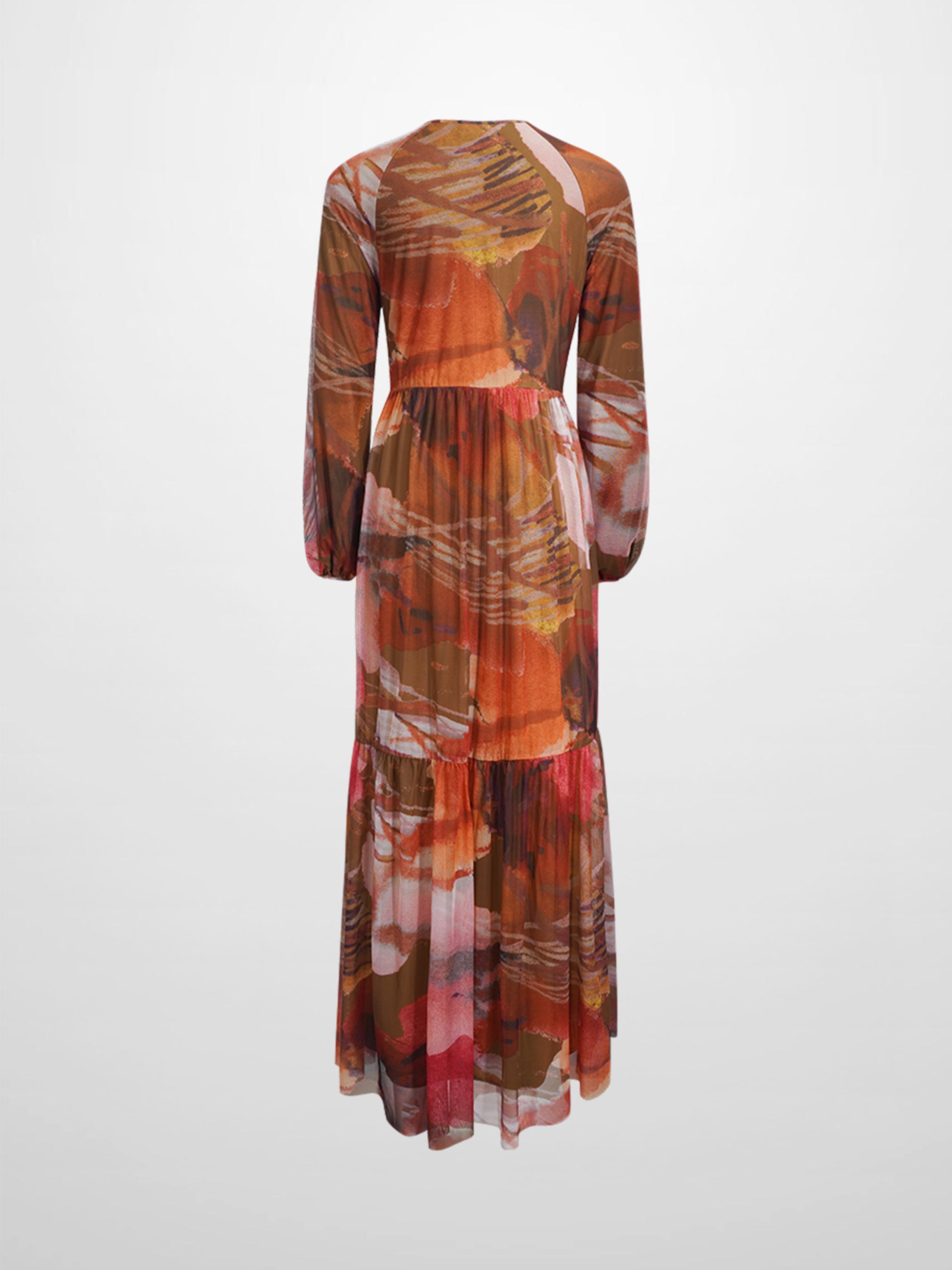 Mesh Tiered Dress-Watercolor Floral