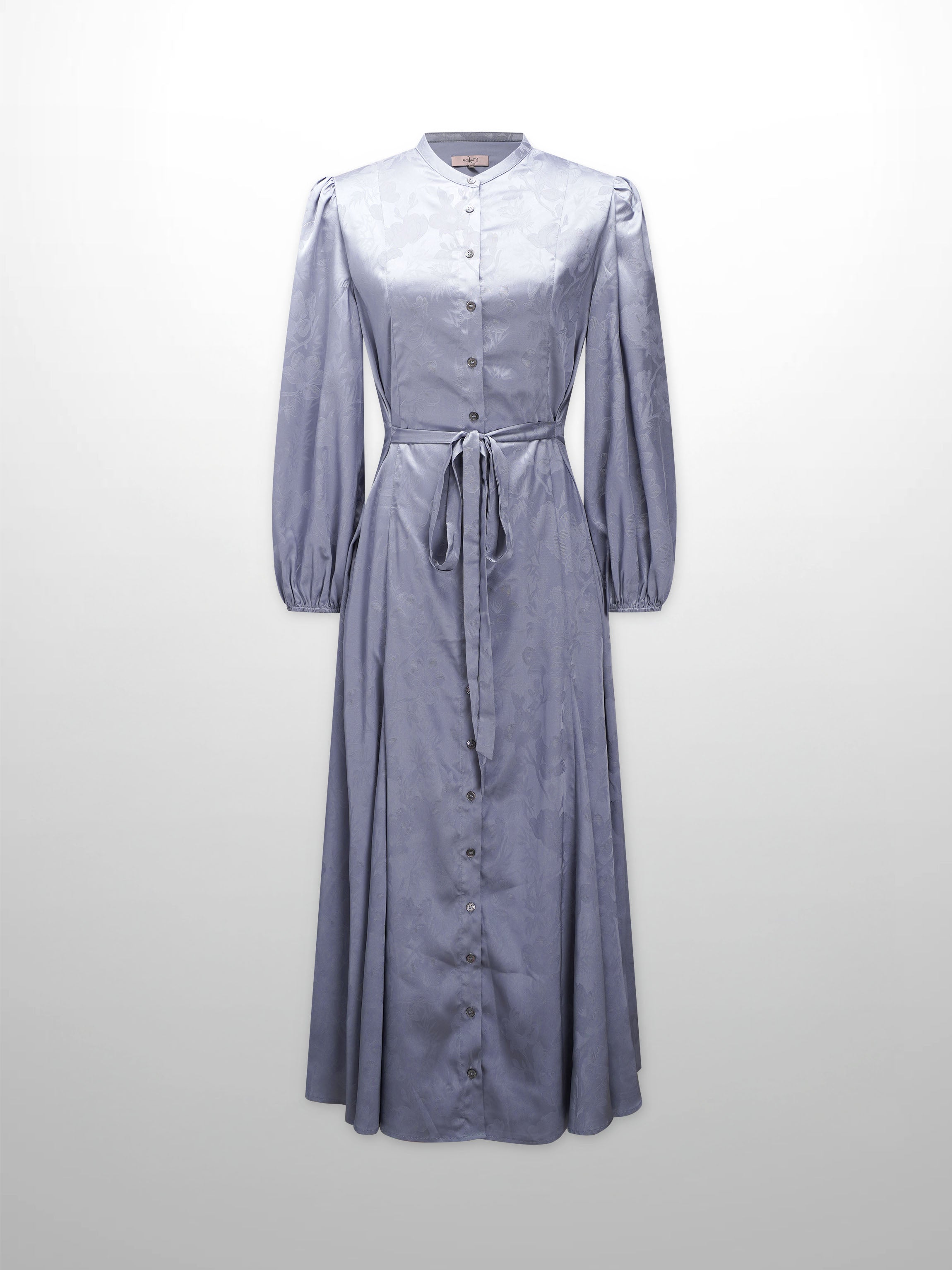 A Line Shirtdress-Slate Blue Floral