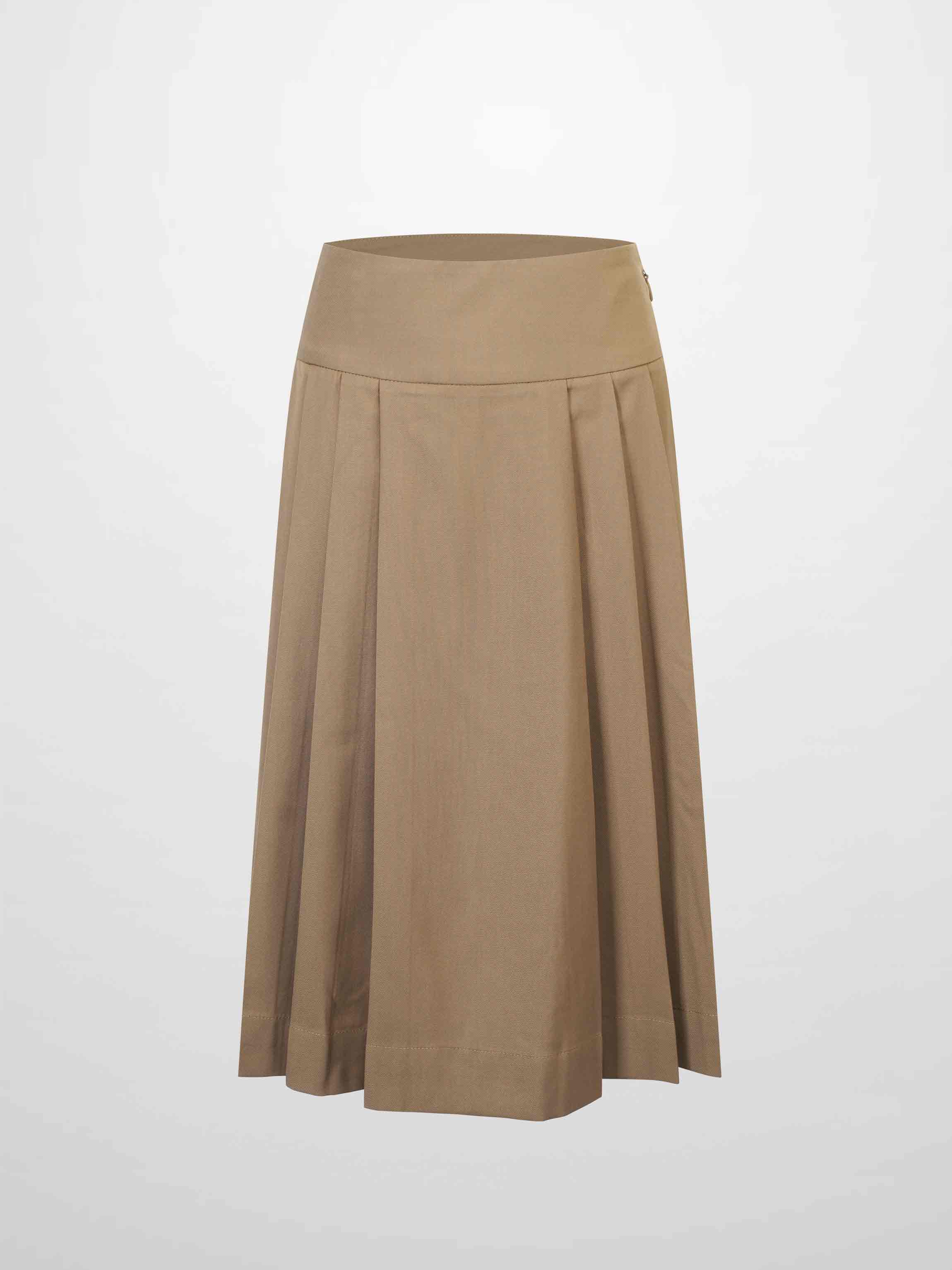 Yoke Pleated Skirt-Camel