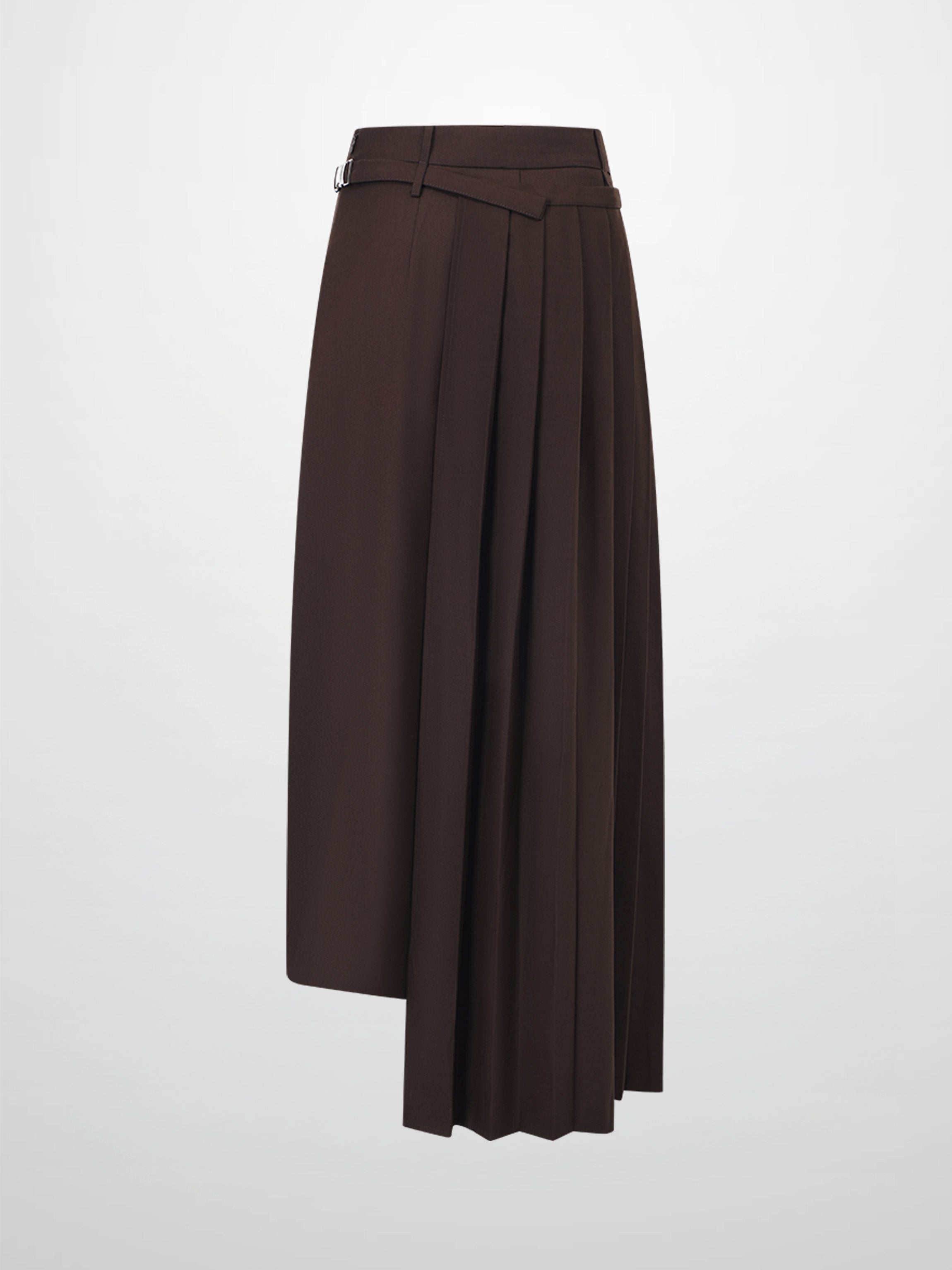 Pencil Pleat Combo Skirt-Dark Brown