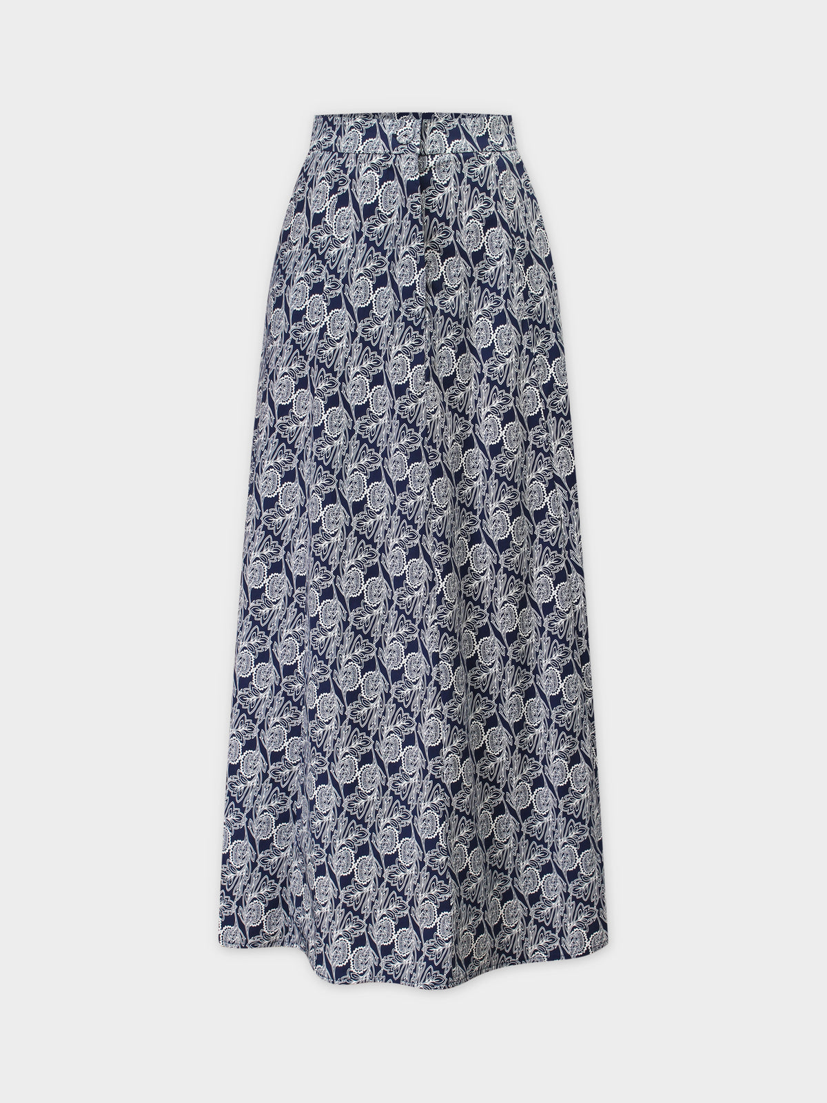 A-Line Seamed Skirt-Navy Branches