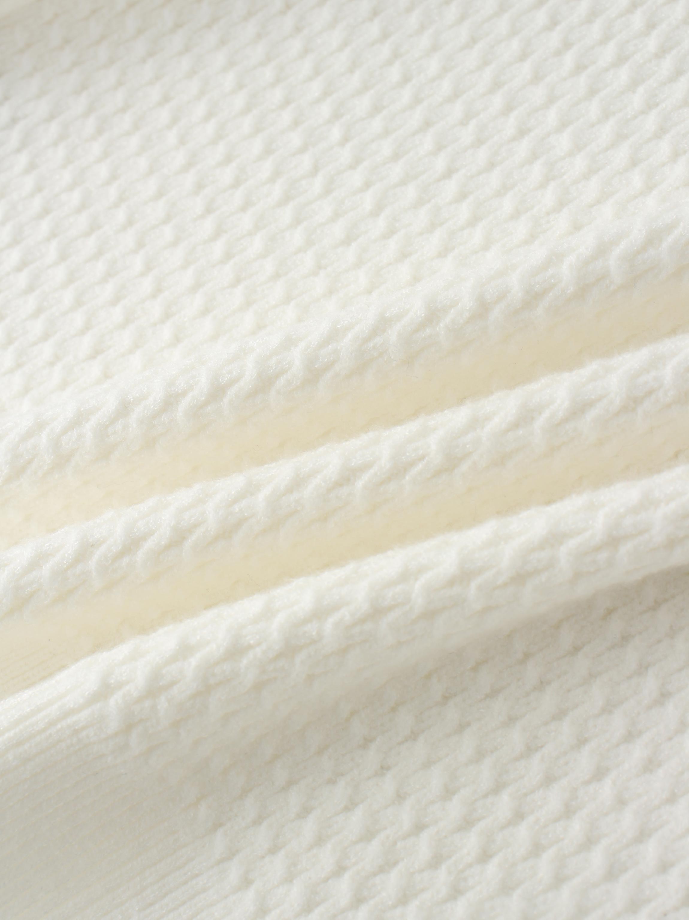 Textured Crew Cardigan-Ivory