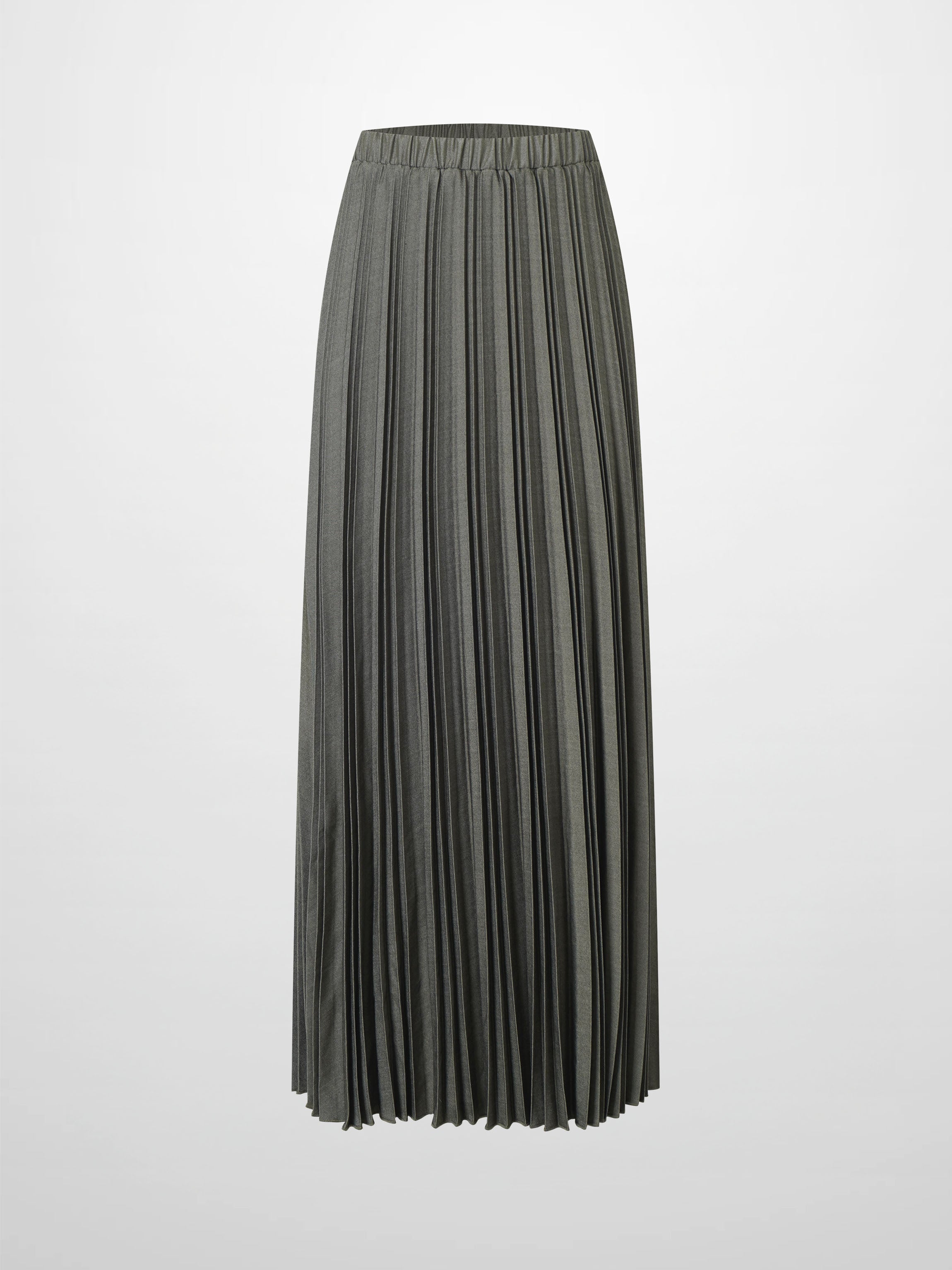 Denim Pleated Skirt-Olive
