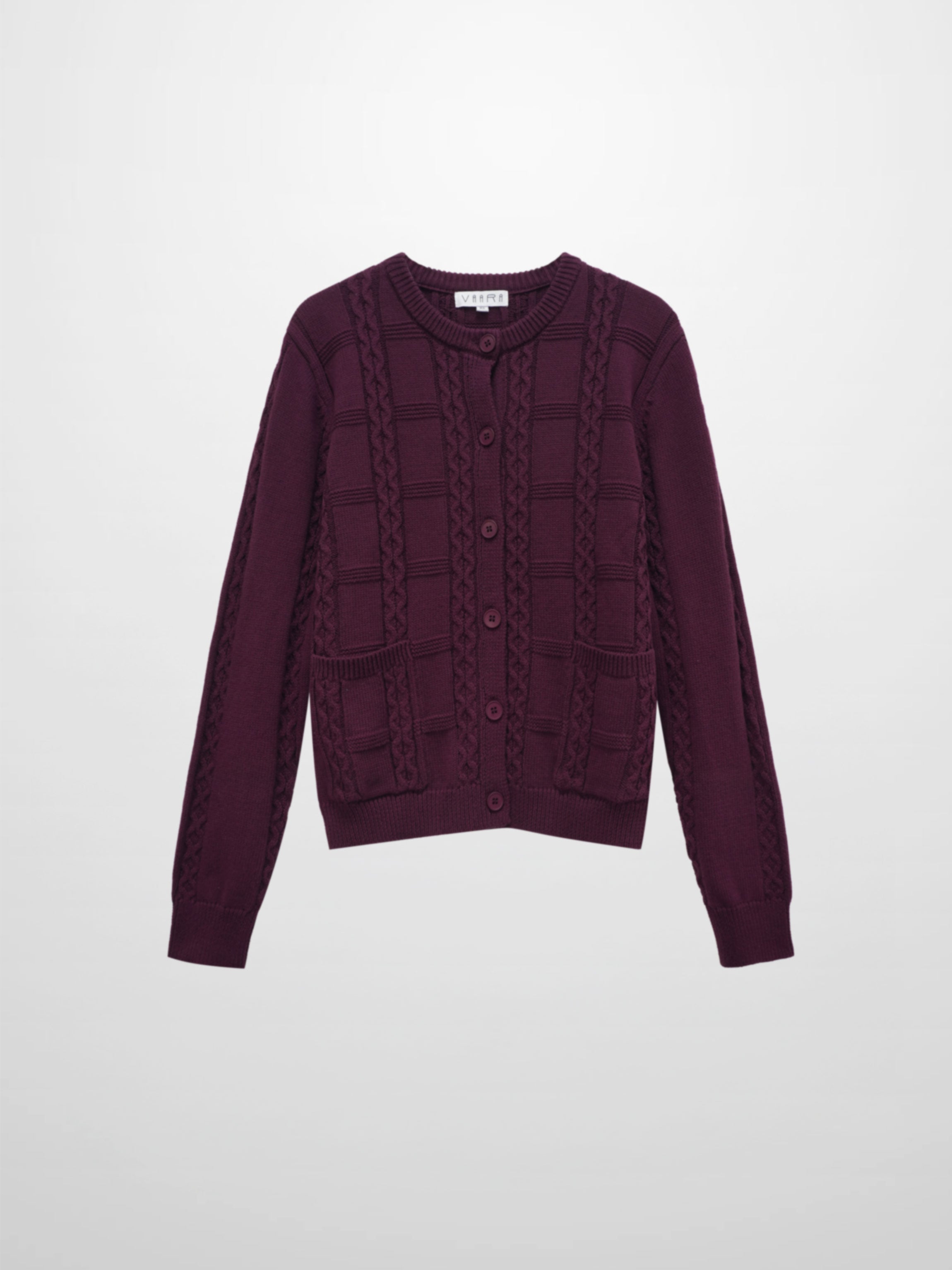 Cable Design Cardigan-Burgundy
