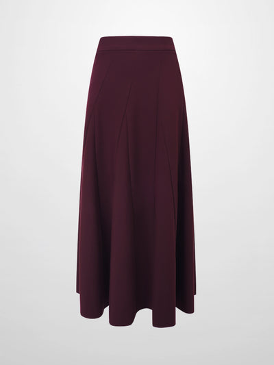 V Paneled Maxi Skirt-Burgundy