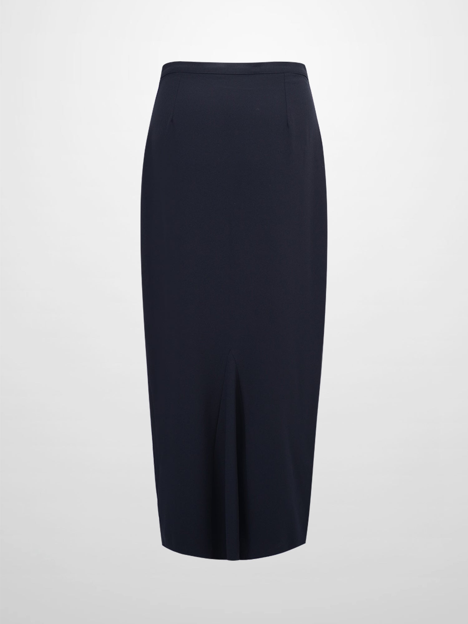 Straight Kick Pleat Maxi Skirt-Navy