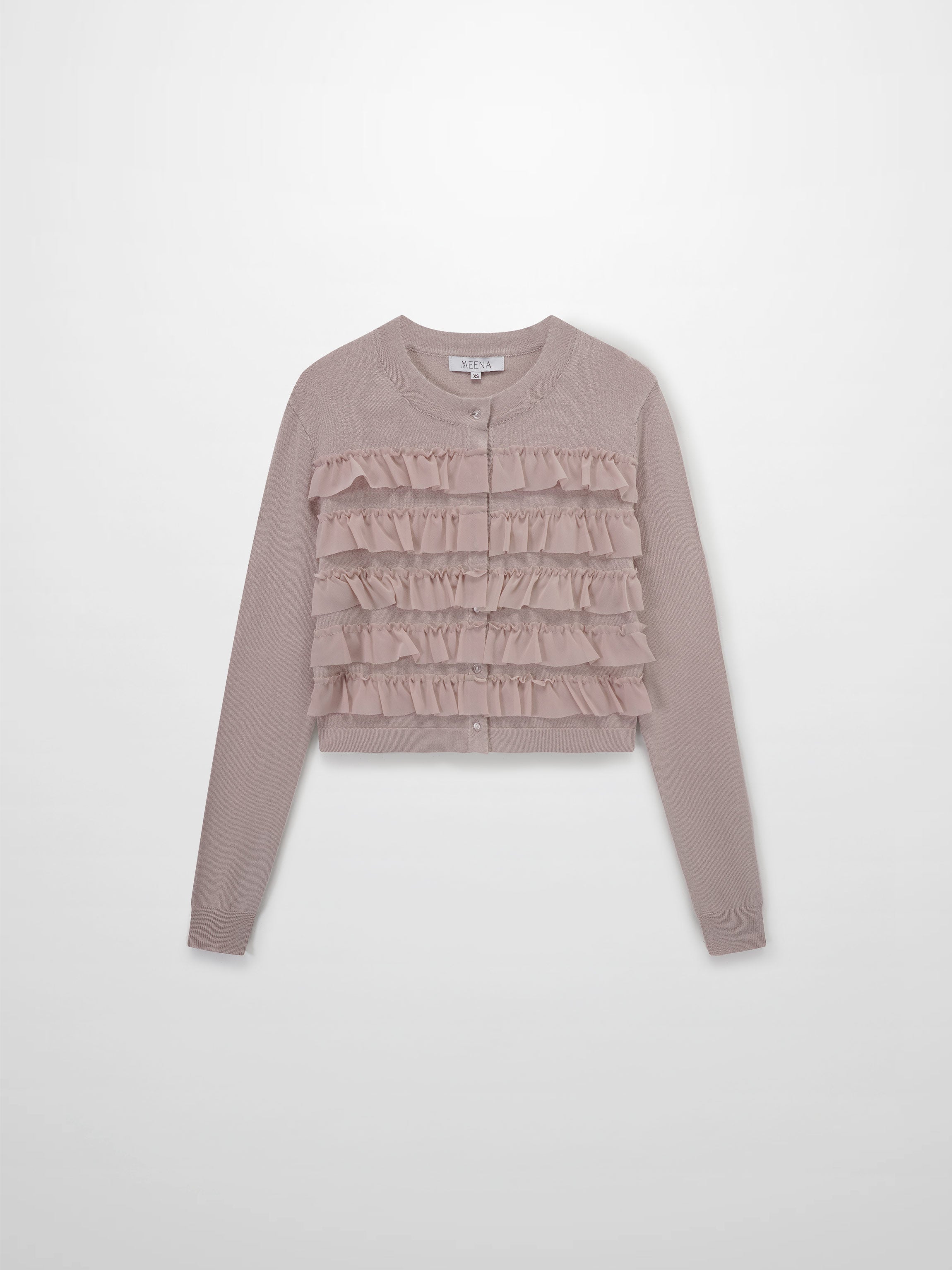 Ruffle Design Cardigan-Mauve