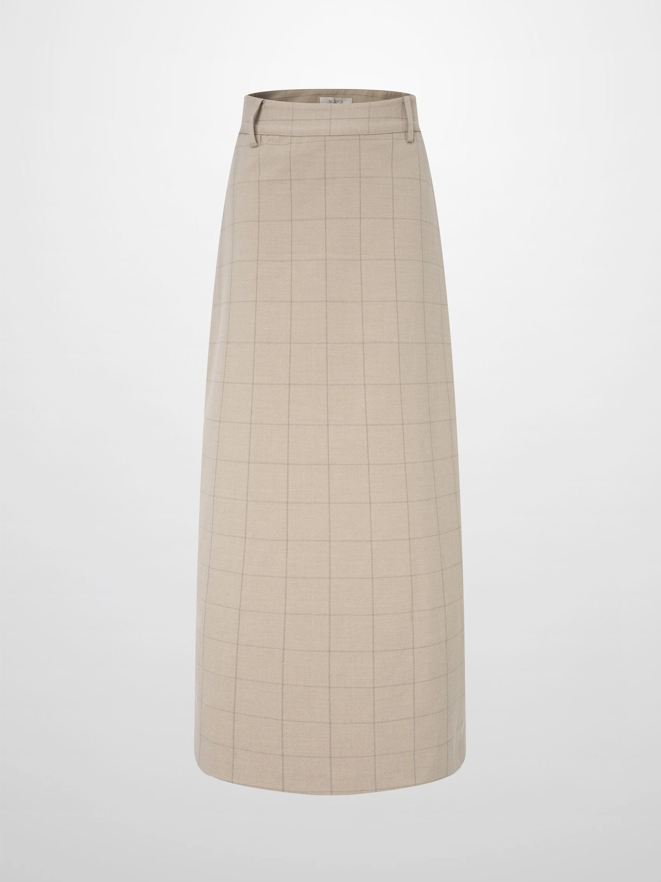Straight Maxi Skirt - Tan Windowpane