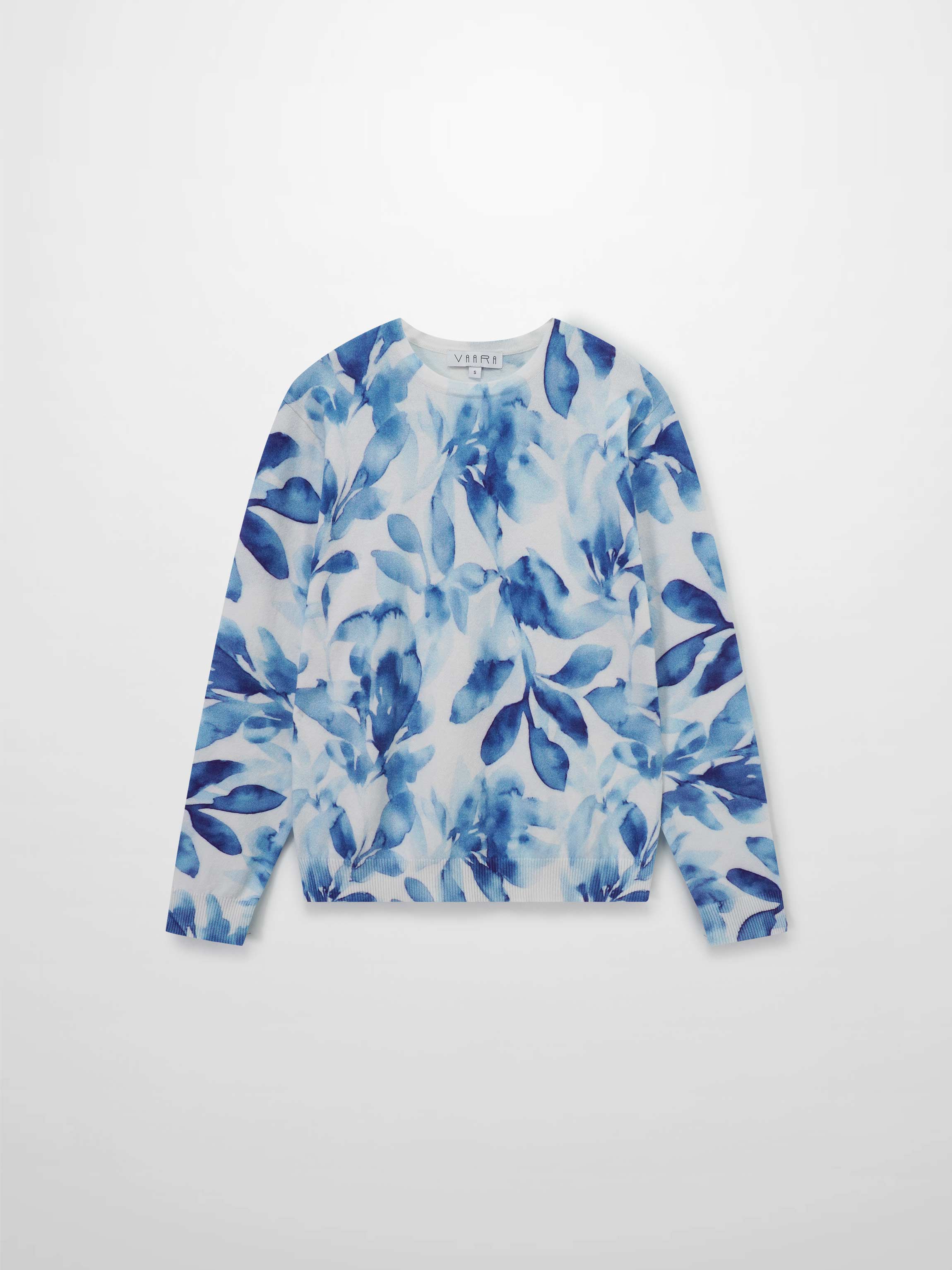 Printed Sweater-Blue Leaves