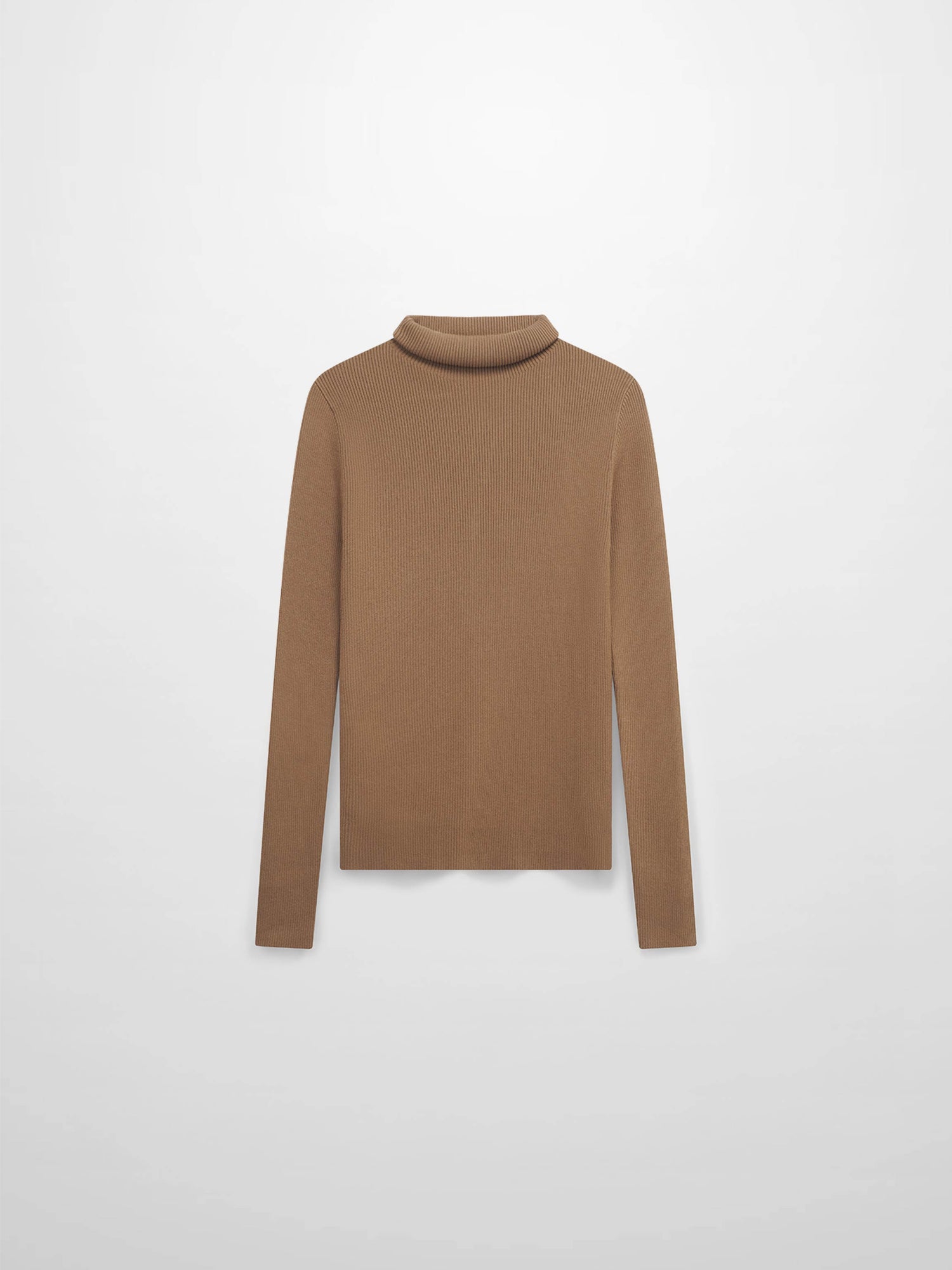 Knit Ribbed Turtleneck-Mocha Mousse