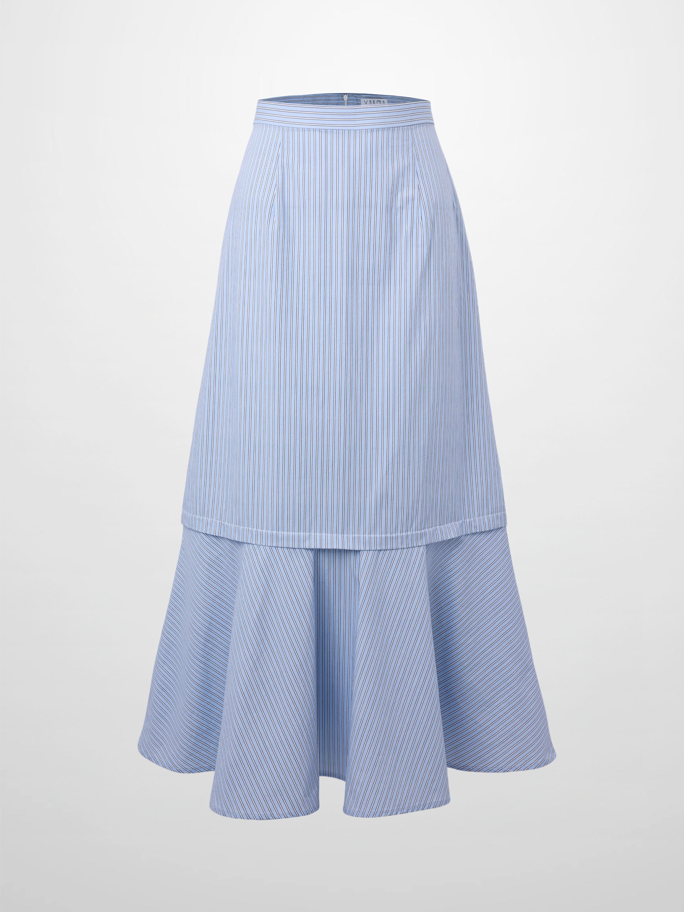 Flare Bottom Pinstripe Skirt-Blue/White