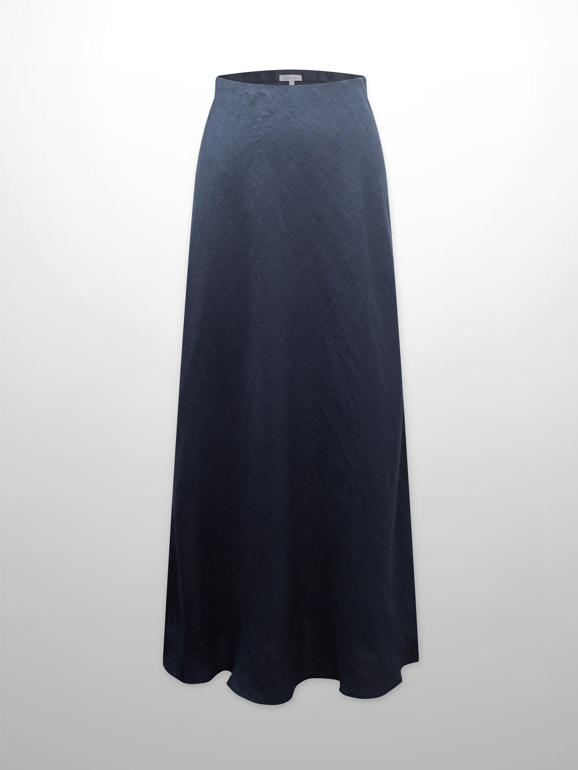 Linen Slip Skirt-Navy