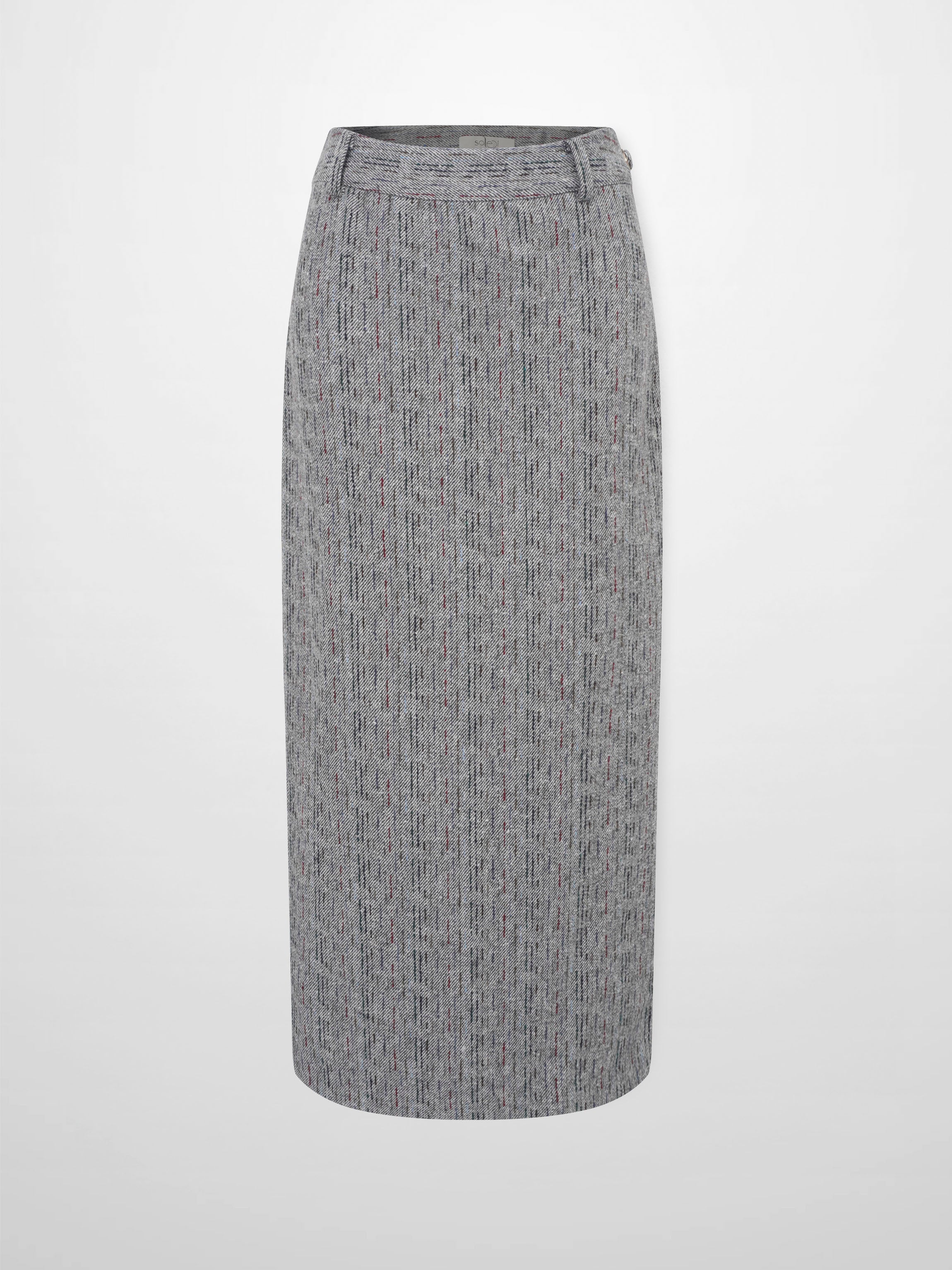 Straight Maxi Skirt - Grey/Colored Lines