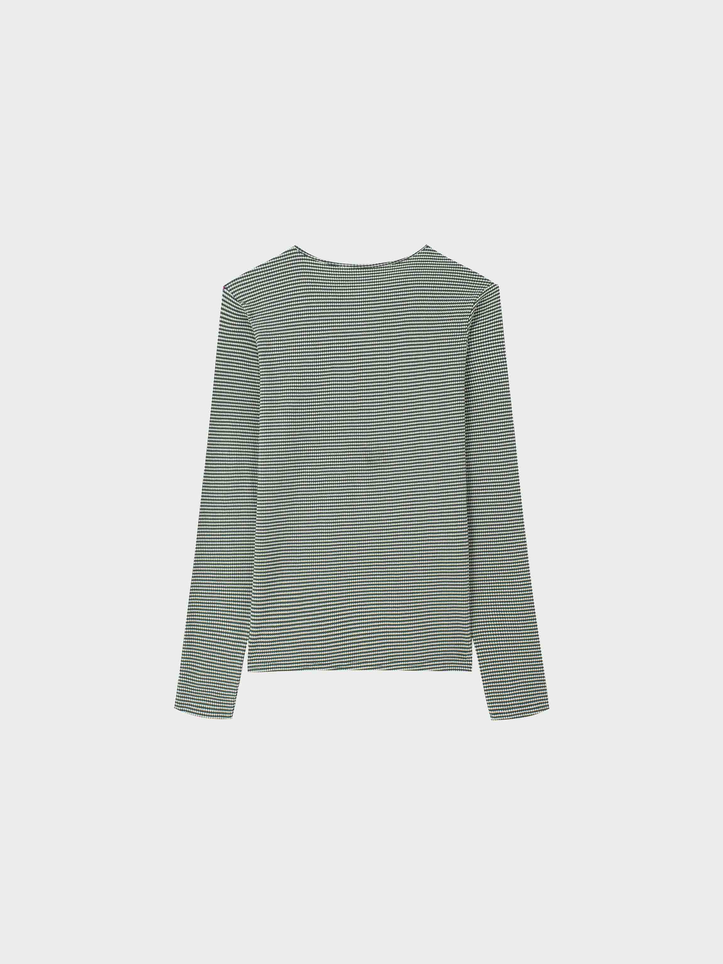 Waffle Striped Crew Tee-Green/White