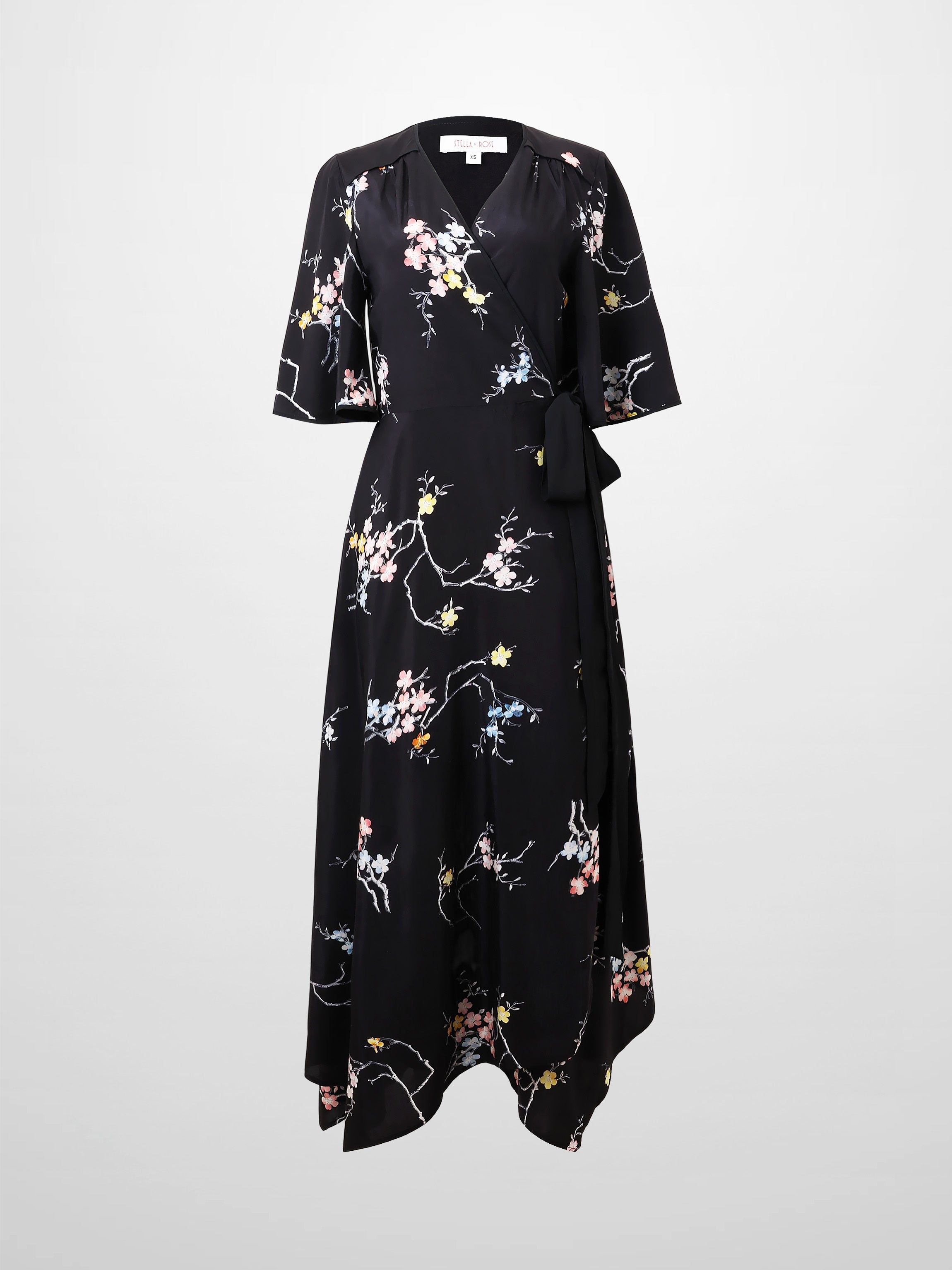 Flutter Sleeve Wrap Dress-Bunches of Floral