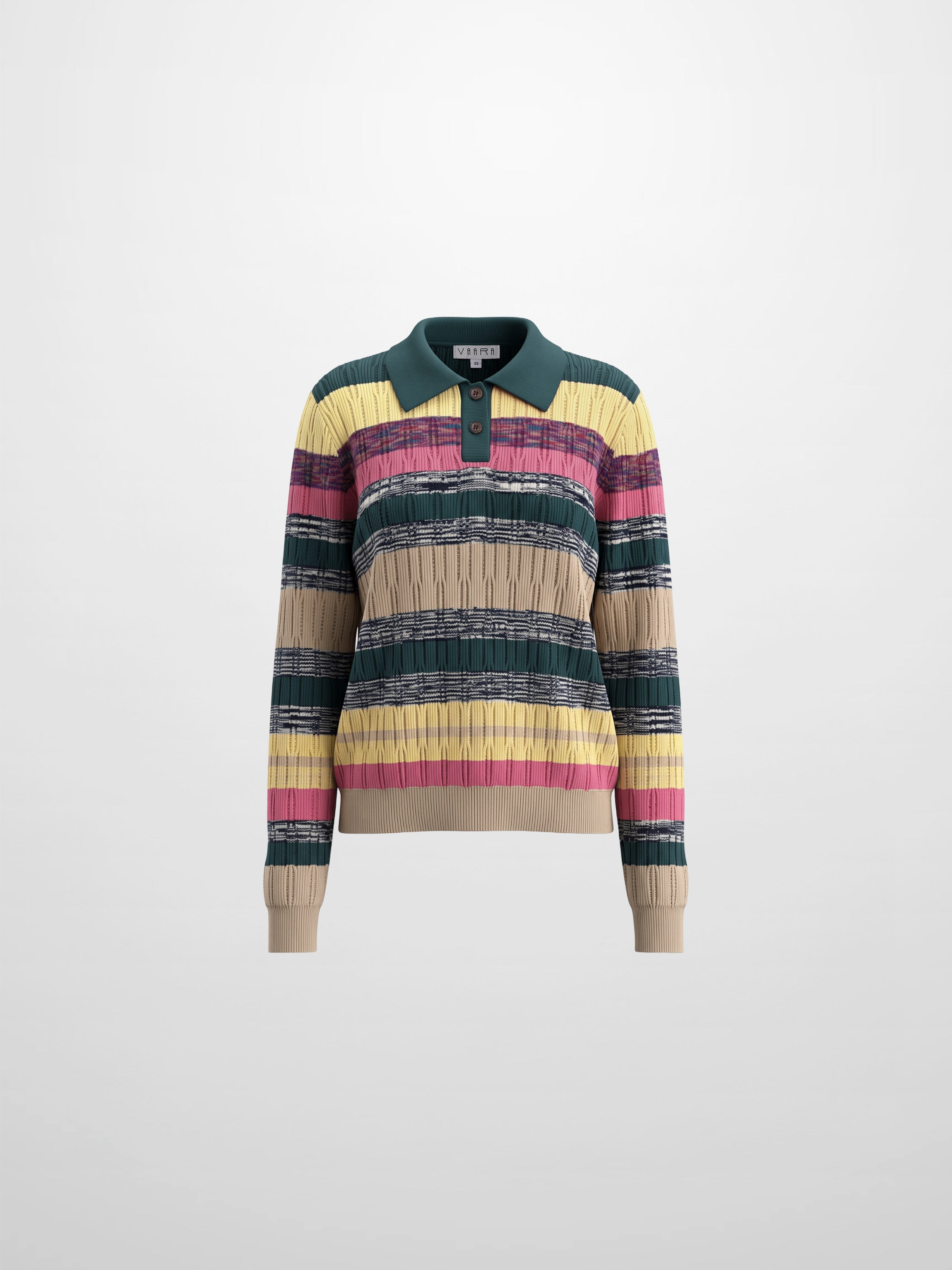 Striped Mixed Media Polo-Multi