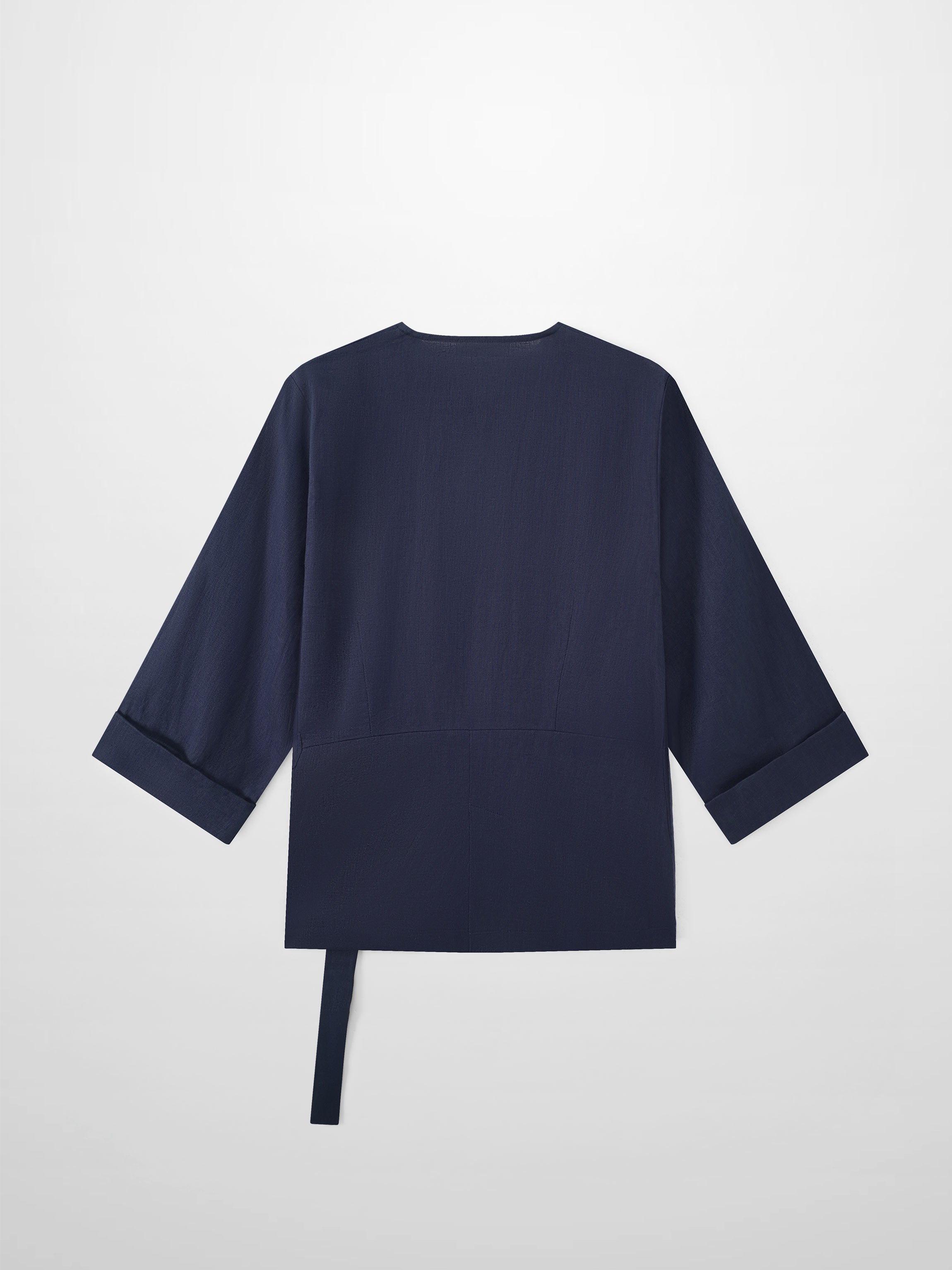 Crossover Linen Top-Navy