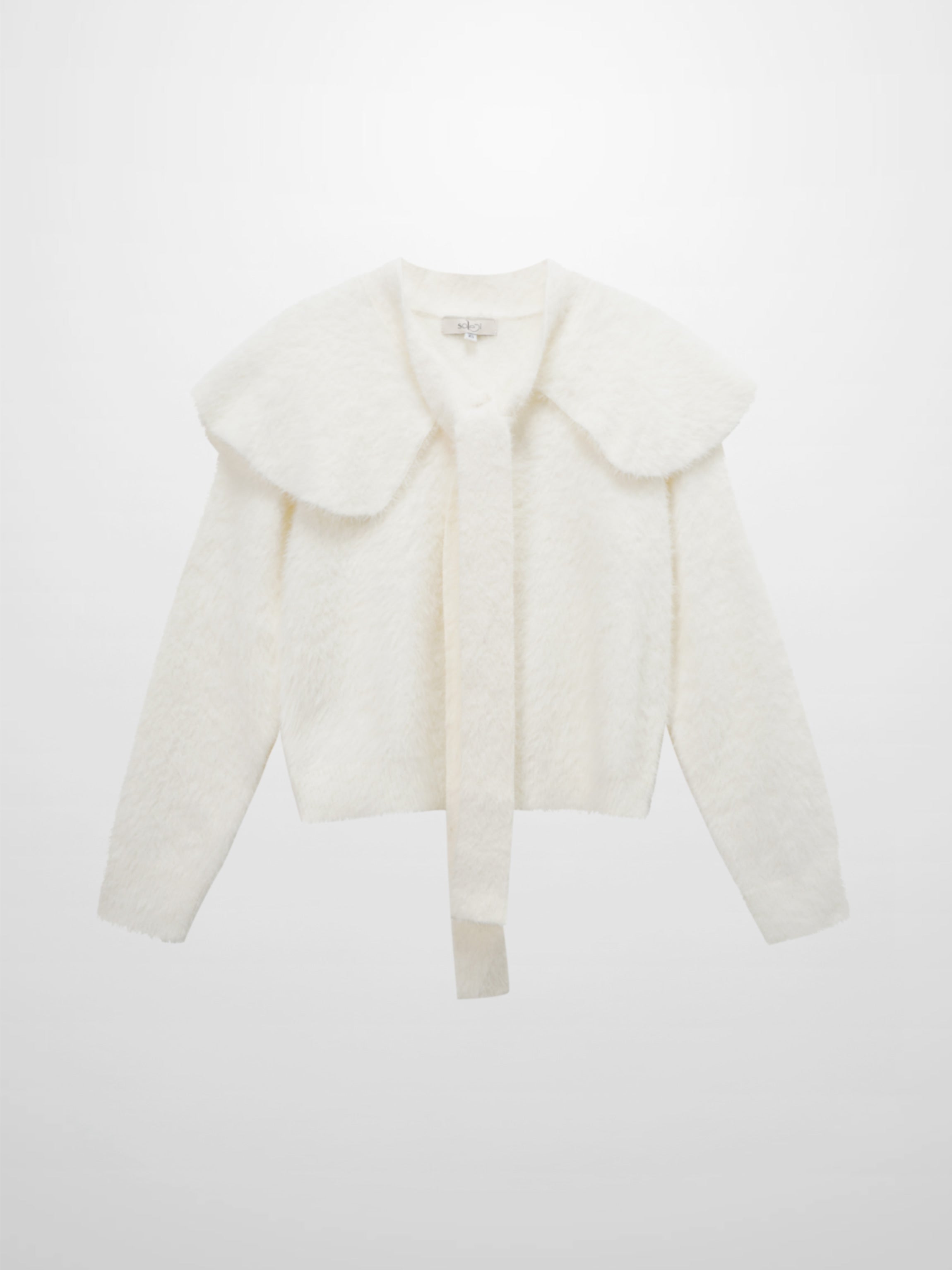 Mohair Shawl Collar Cardigan-Cream