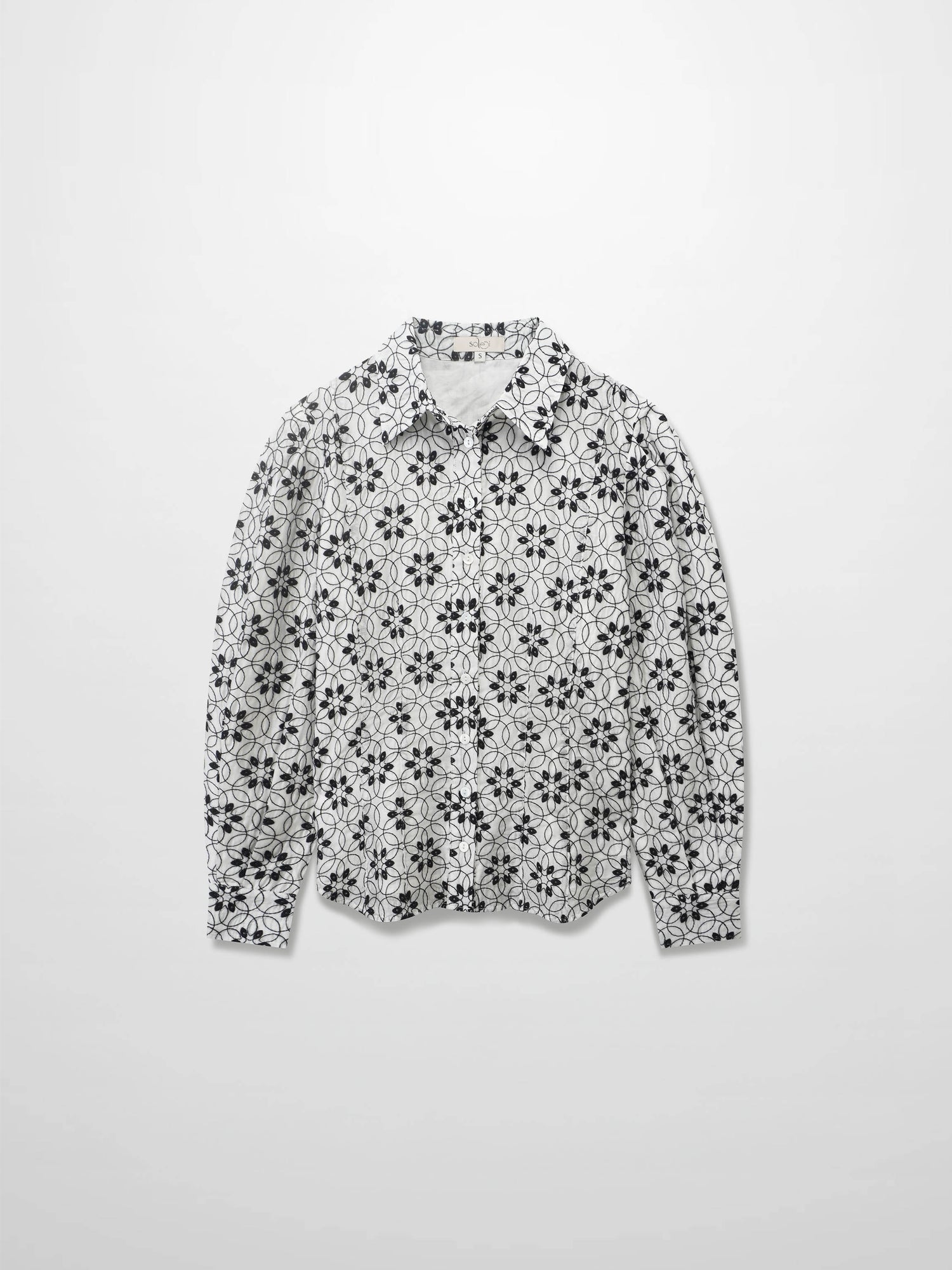 Embroidered Puff Sleeve Blouse-Floral