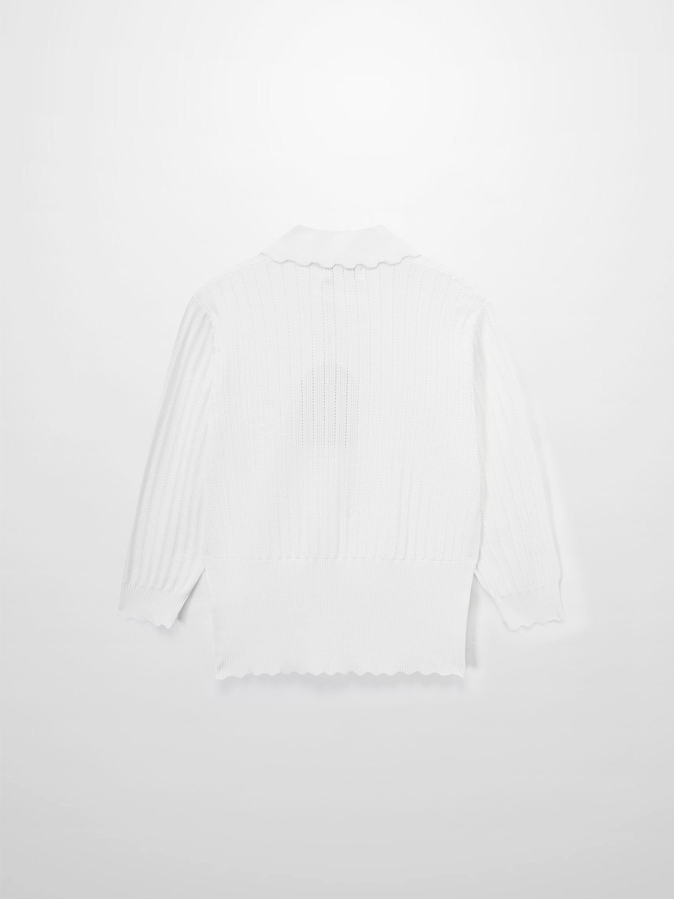 Wide Band Pointelle Sweater-White