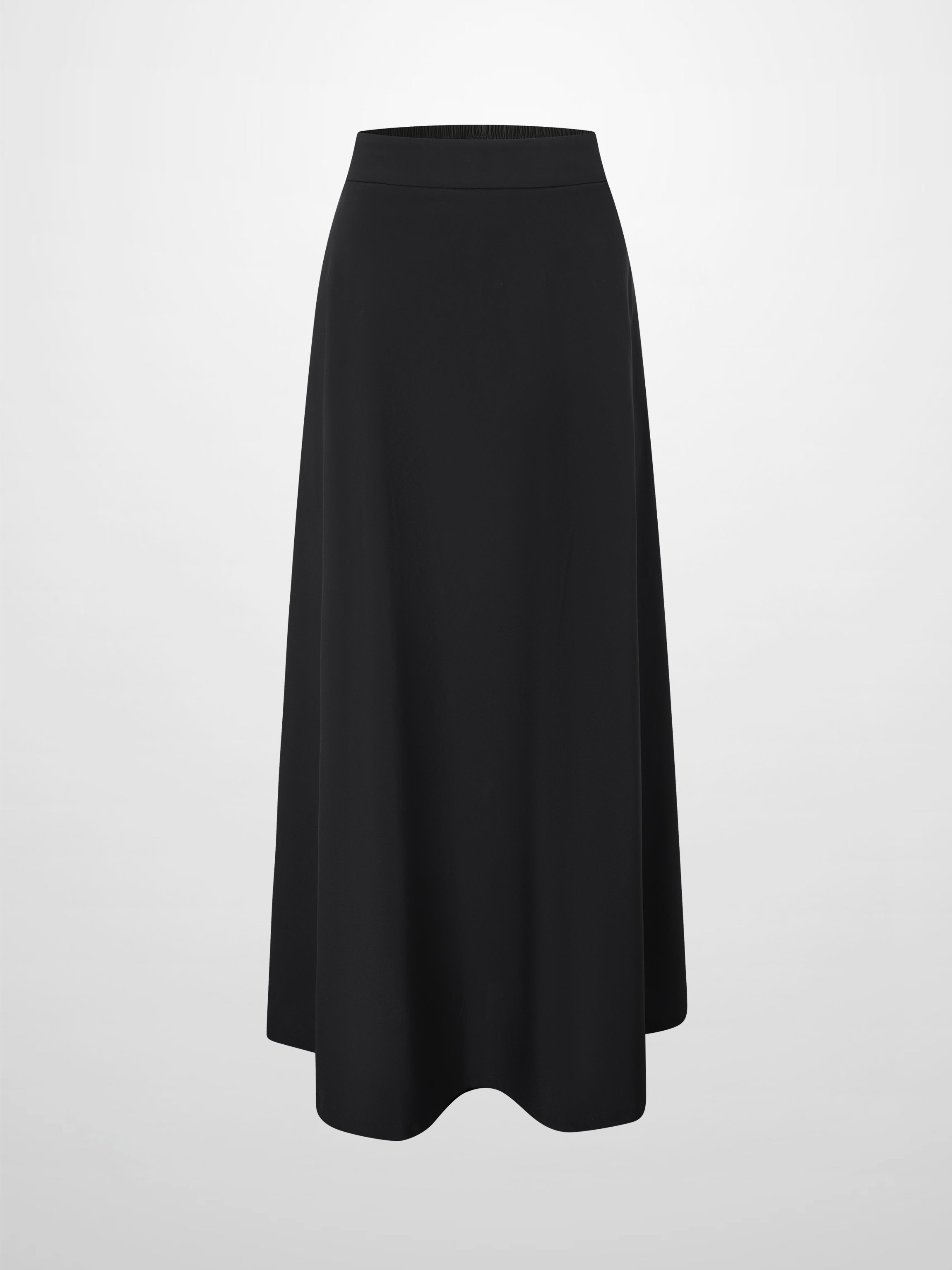 Elastic Back Maxi Cotton Blend Skirt-Black
