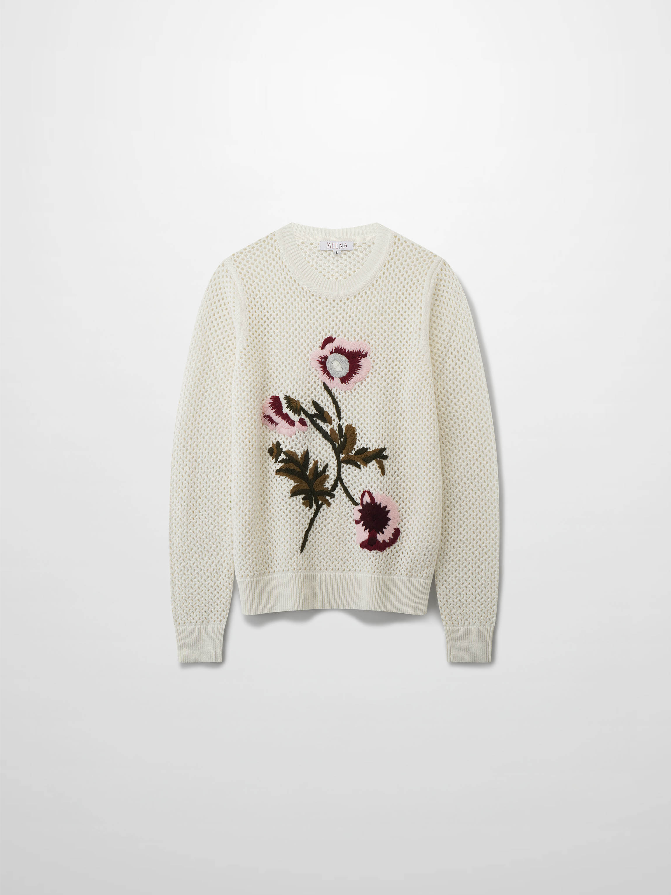 Embroidered Crochet Floral Sweater-Pink Floral