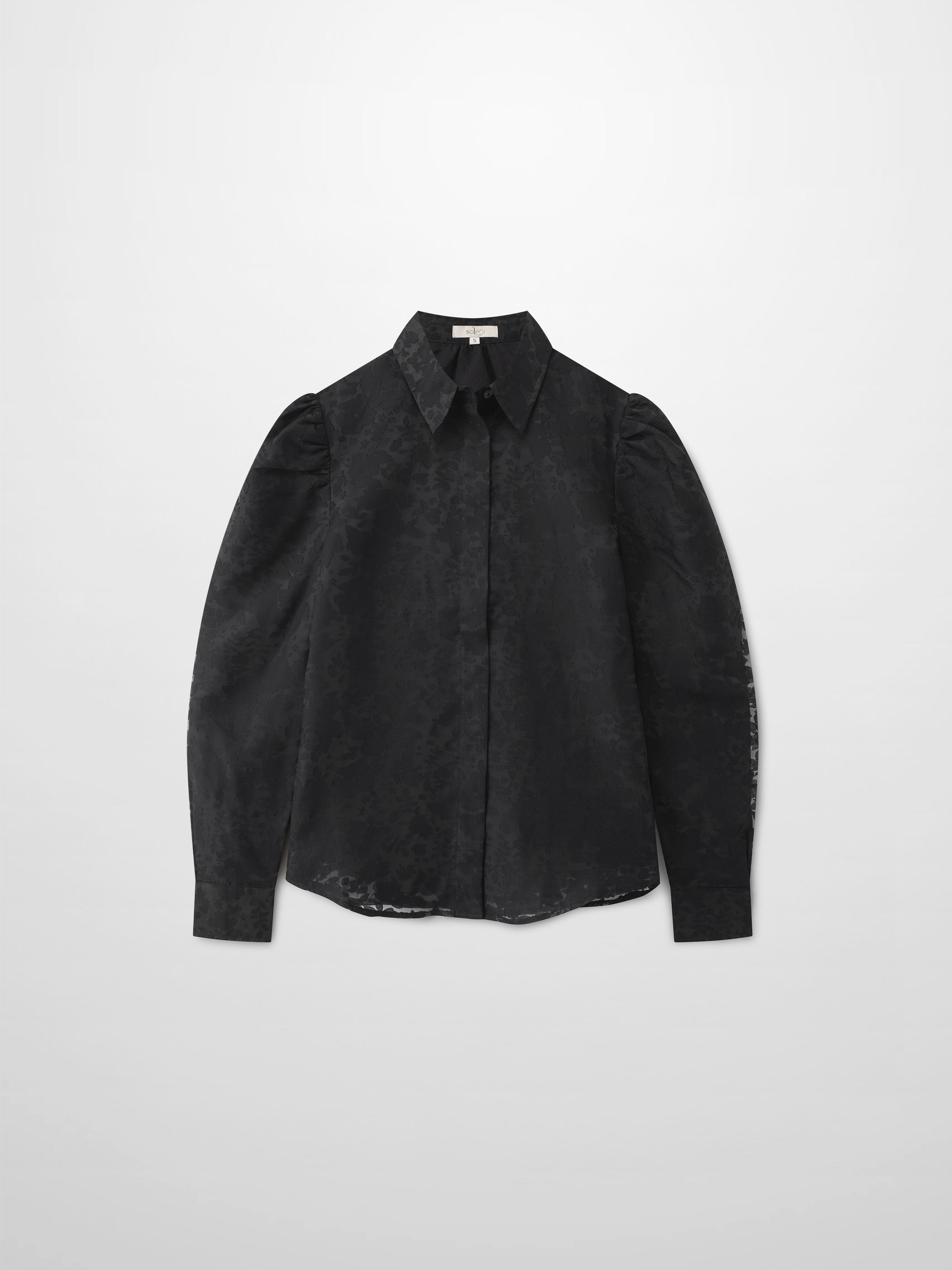 Puff Sleeve Lace Burnout-Black