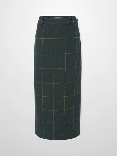 Straight Maxi Skirt - Green Plaid