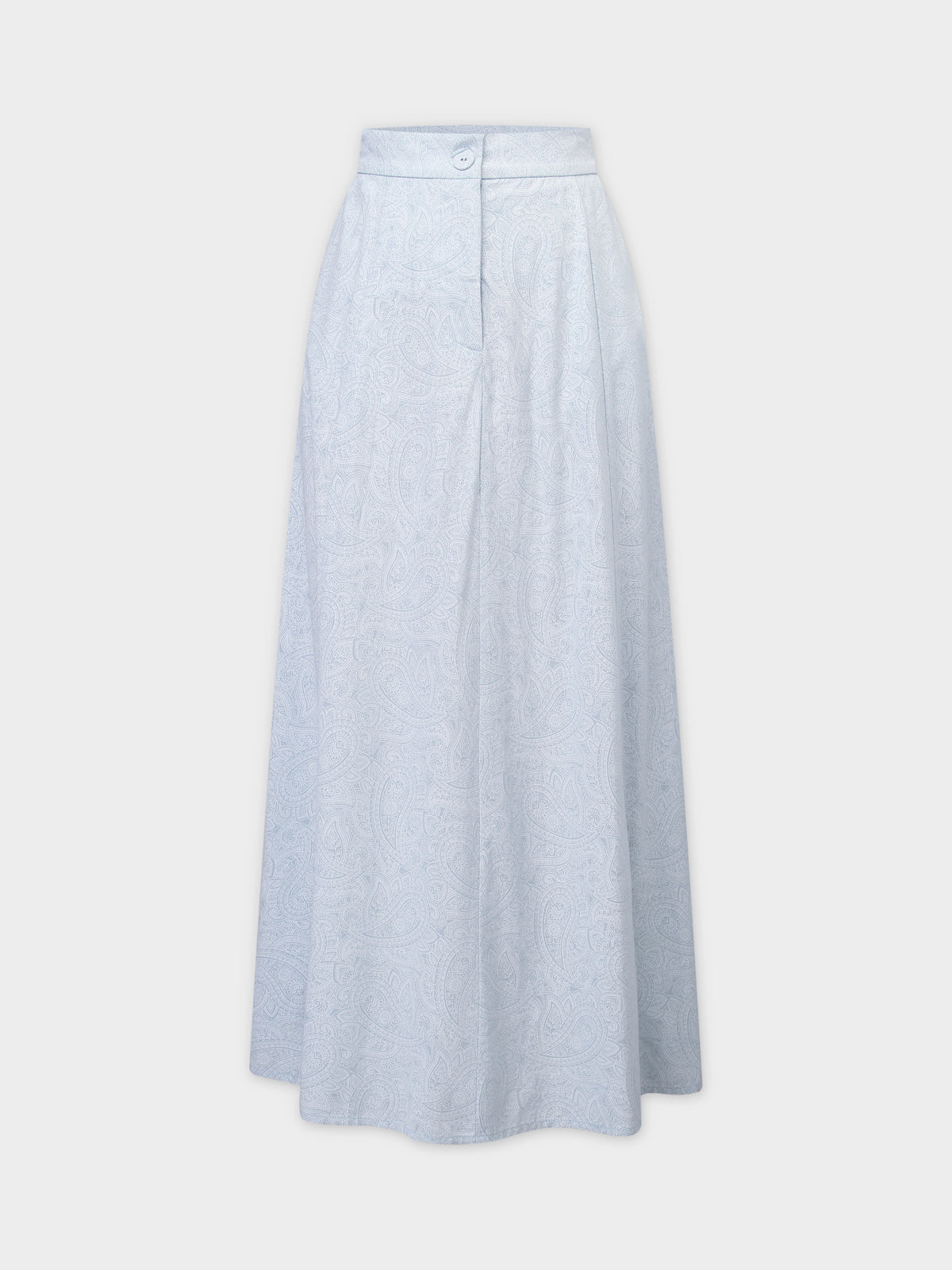 A-Line Seamed Skirt-Light Blue Paisley