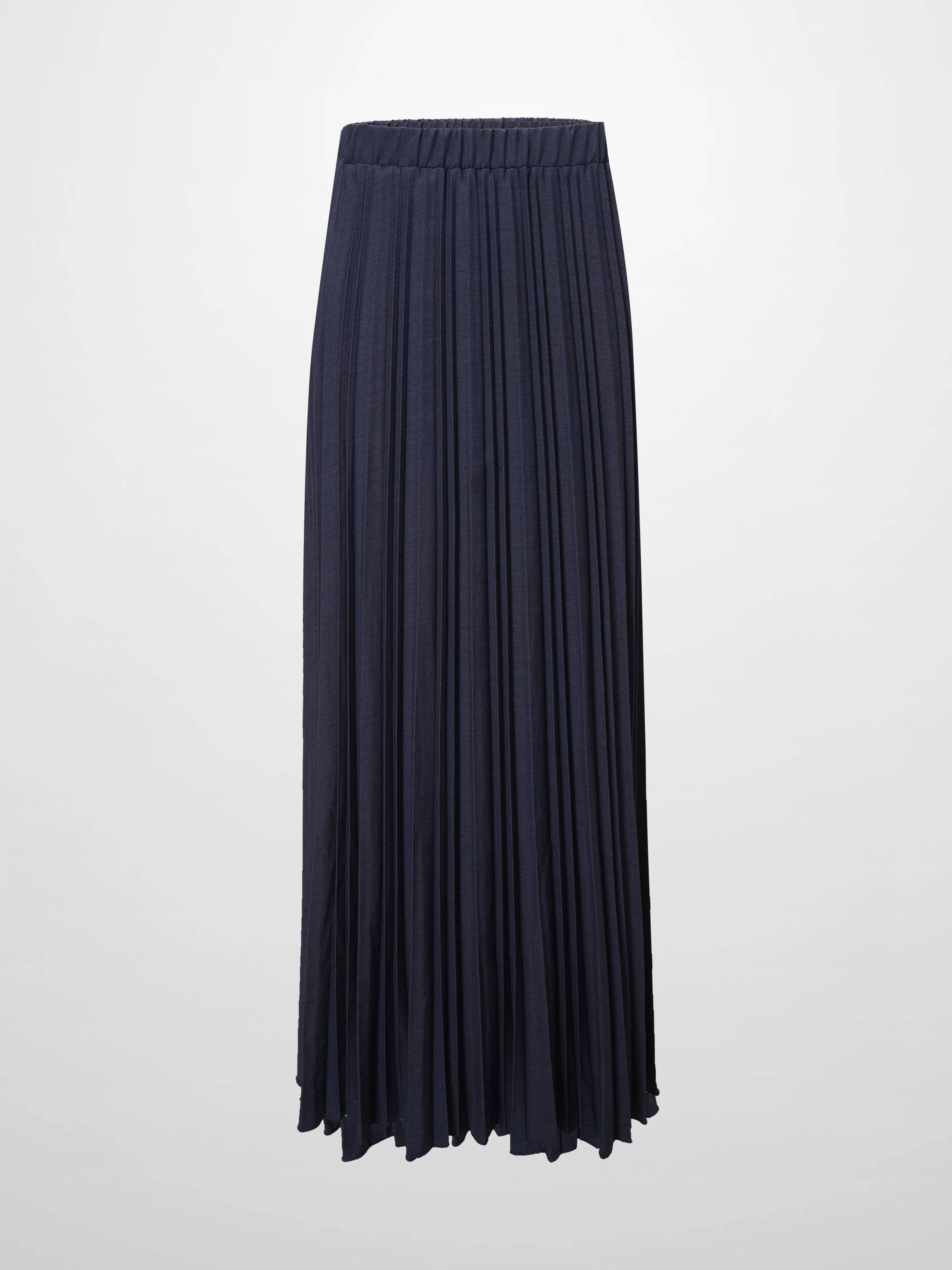 Mix Pleat Skirt-Dark Blue Denim