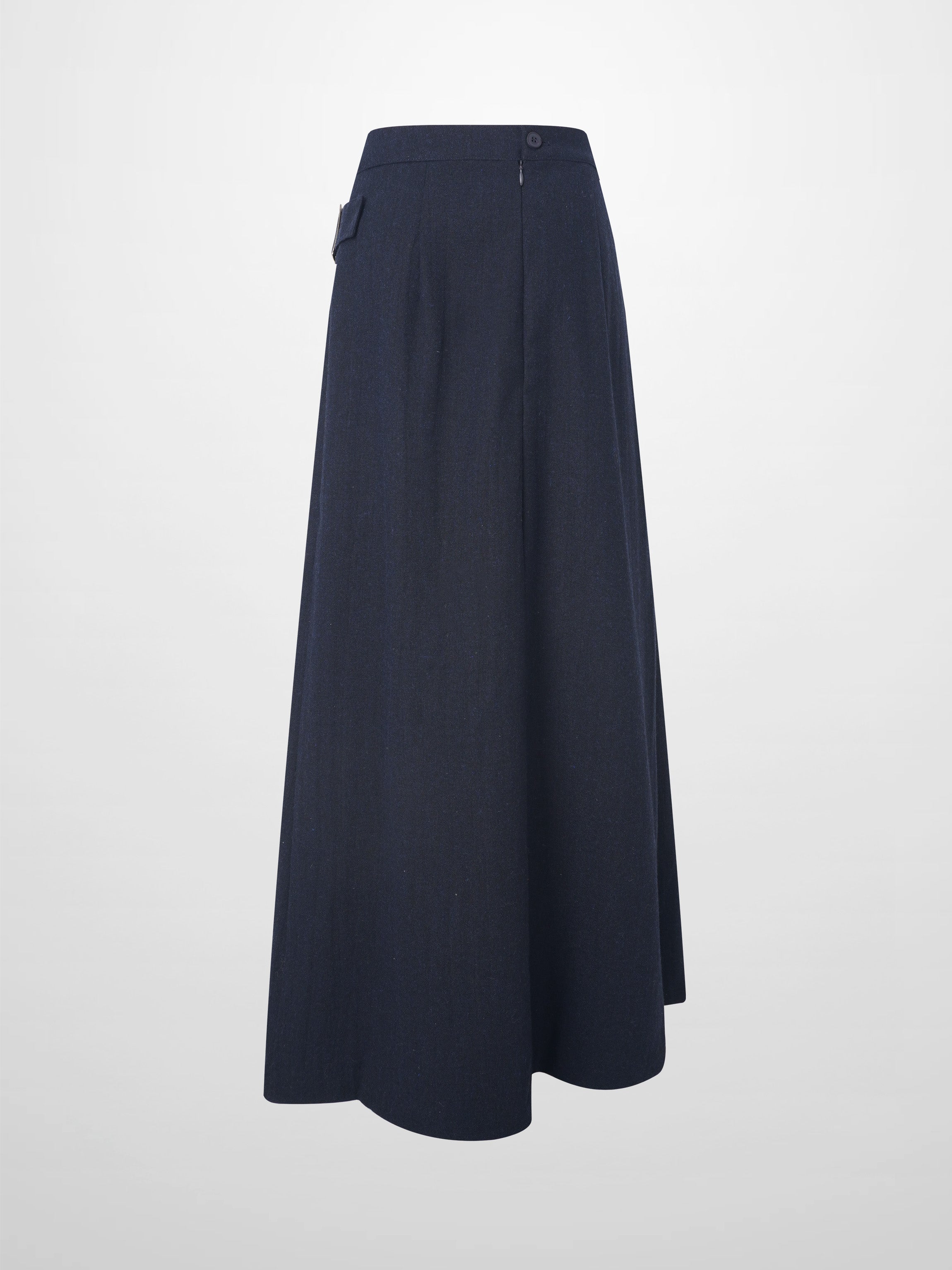 Buckle Pleat Skirt - Navy