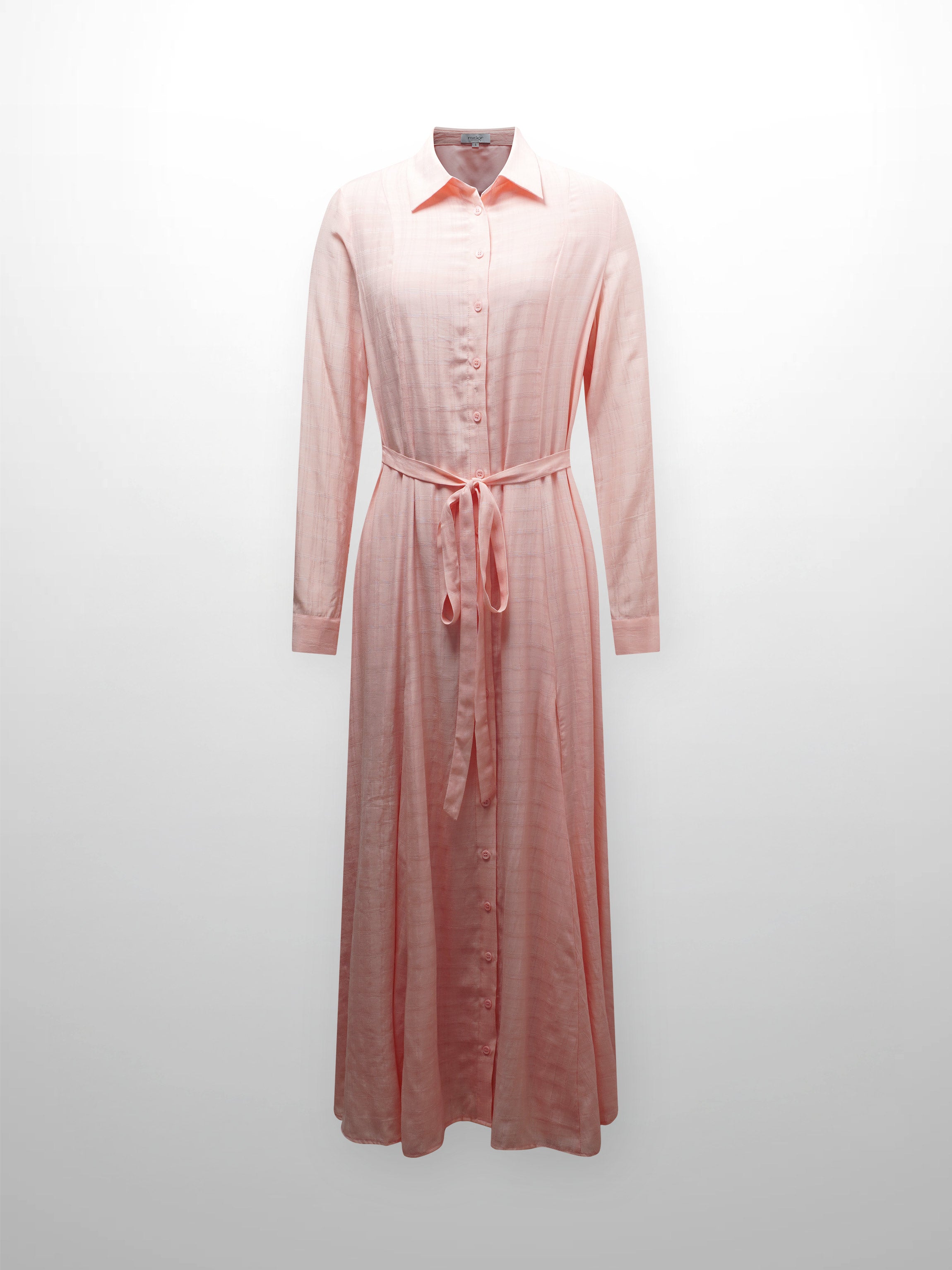 Collared A-Line Shirtdress-Pink Plaid